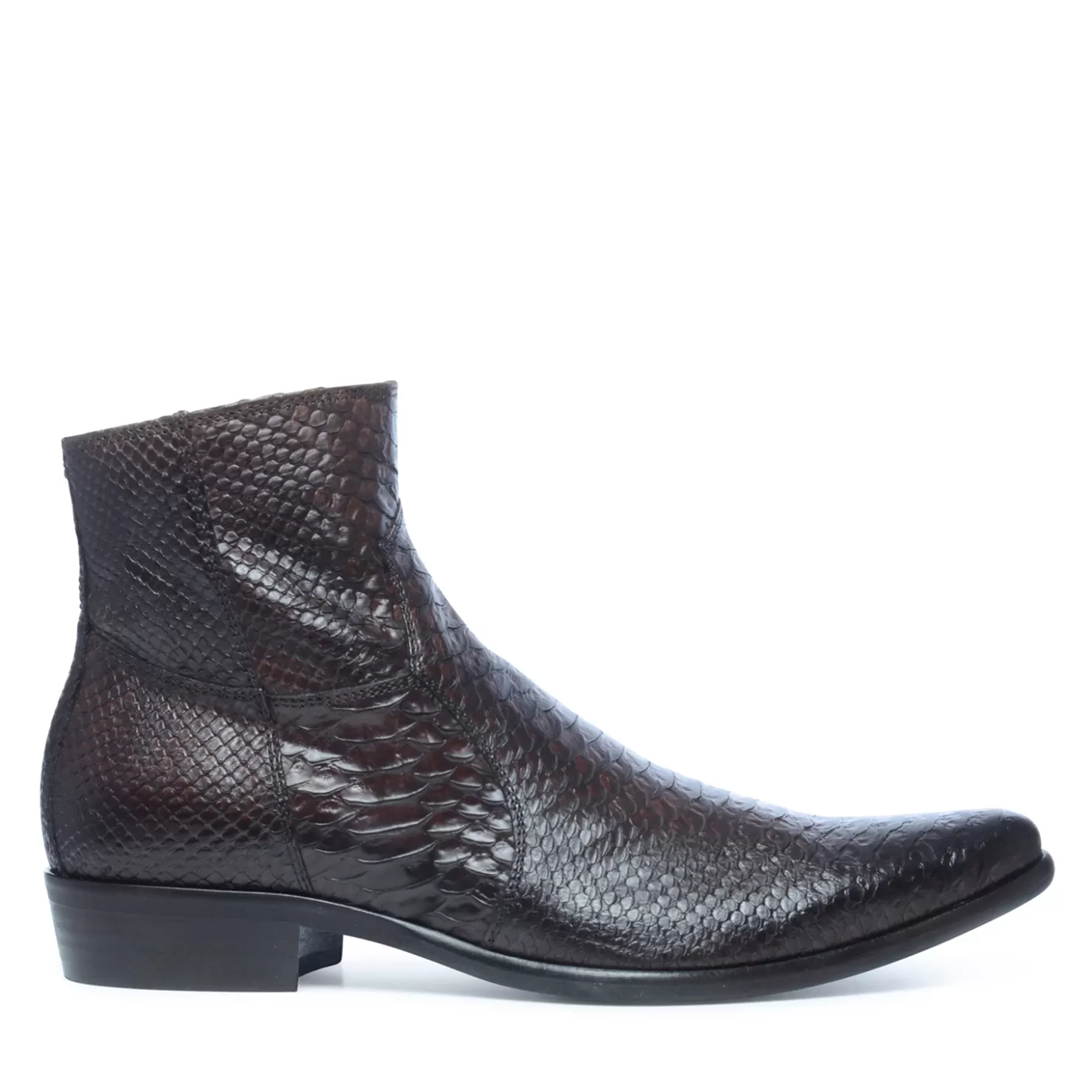 Store Sacha Donkerbruine Lage Boots Met Snakeskin