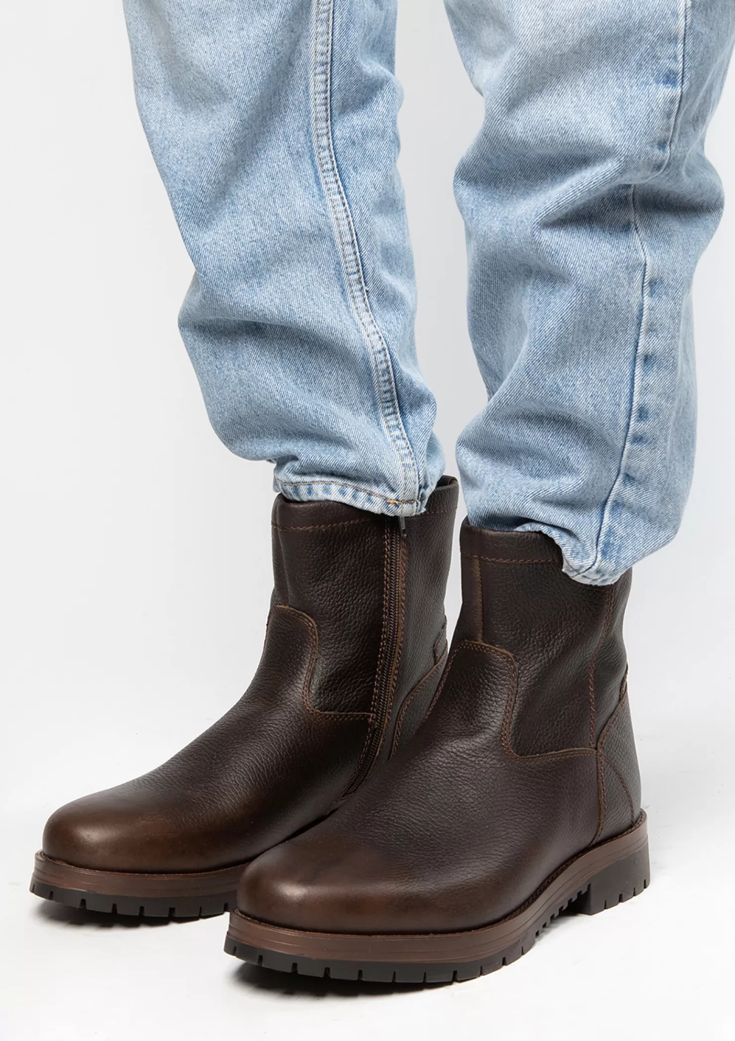 Store Sacha Donkerbruine Leren Boots Met Imitatiebont