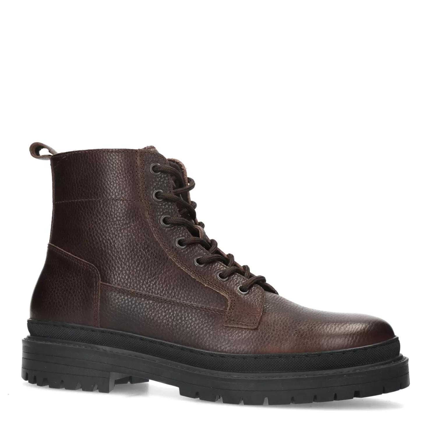 Hot Sacha Donkerbruine Leren Veterboots