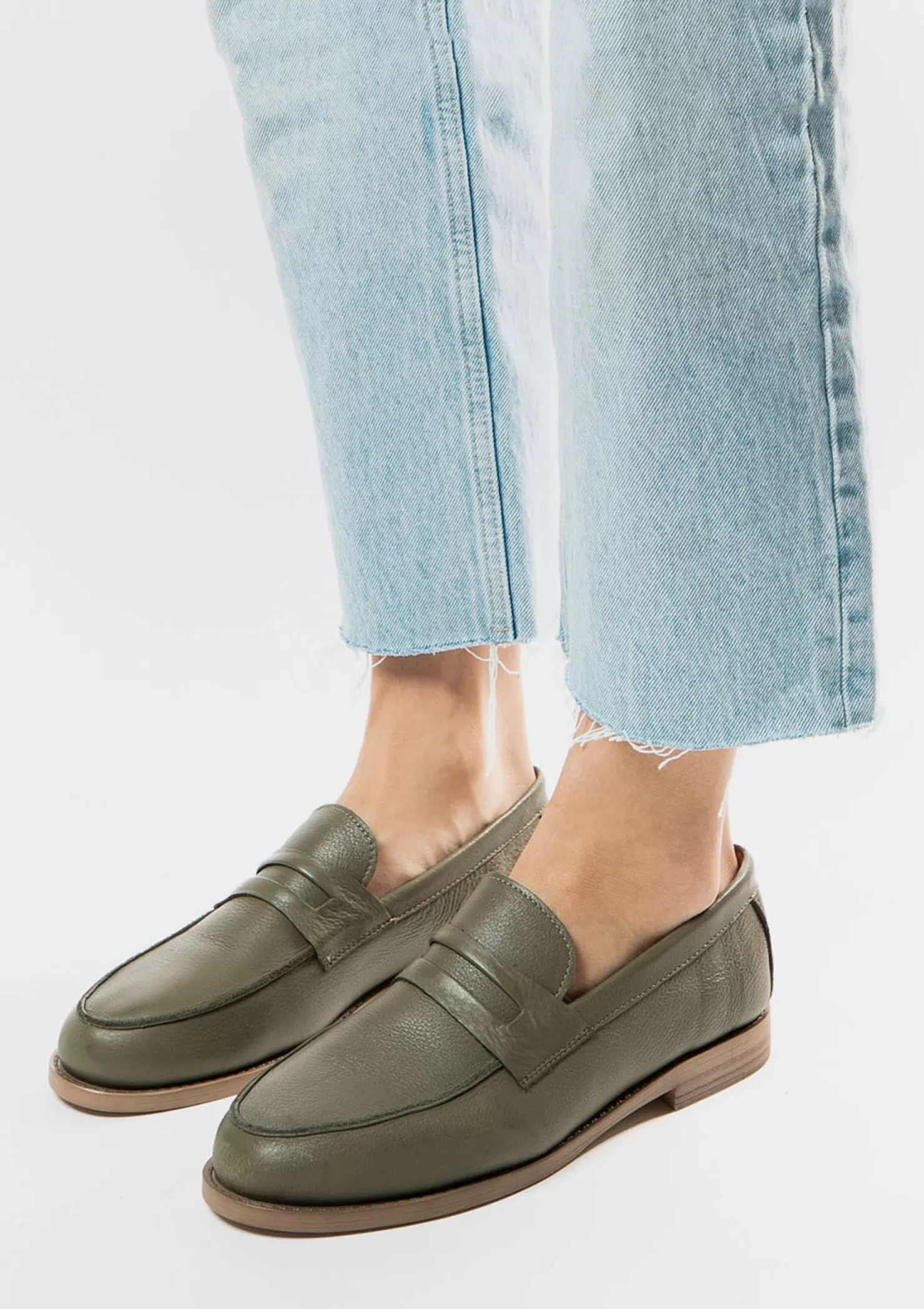 Fashion Sacha Donkergroene Leren Penny Loafers