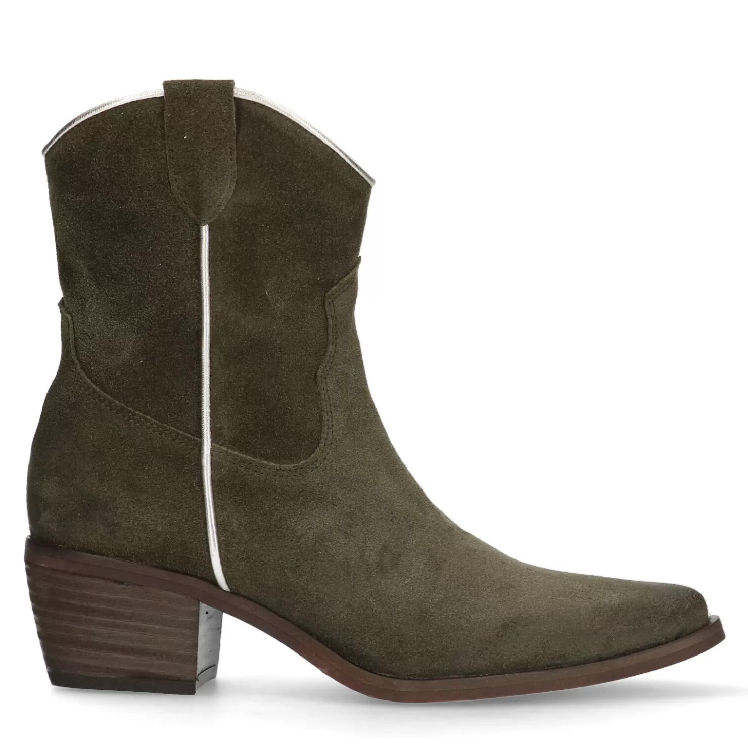 Shop Sacha Donkergroene Suede Lage Cowboylaarzen