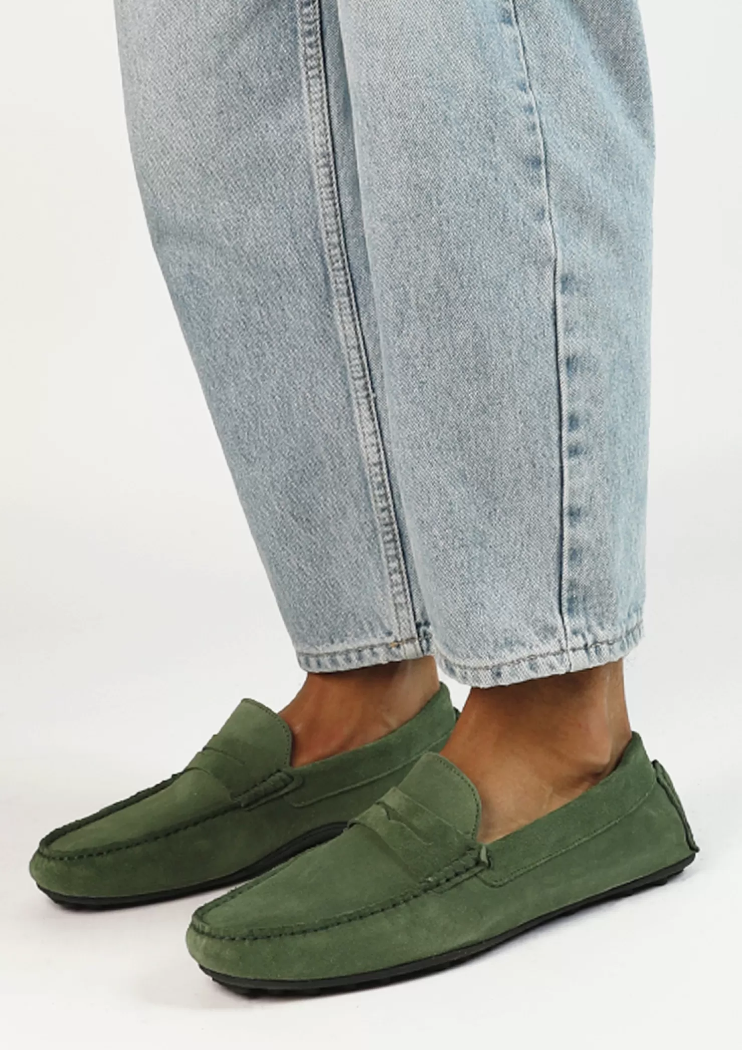 Cheap Sacha Donkergroene Suede Mocassin Loafers