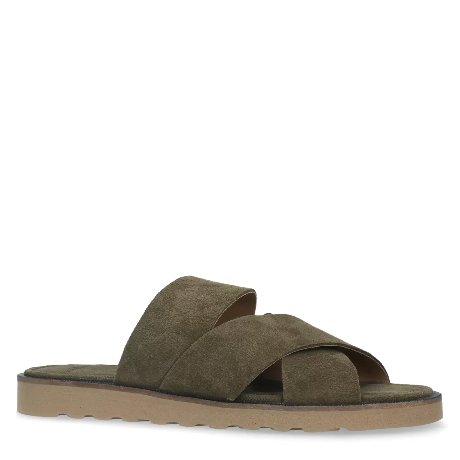 Online Sacha Donkergroene Suede Slippers