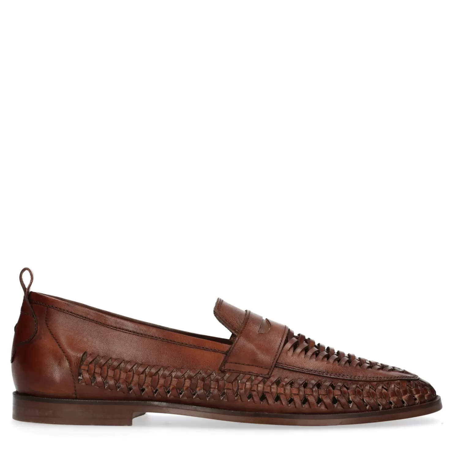 Clearance Sacha Gevlochten Loafers Cognac