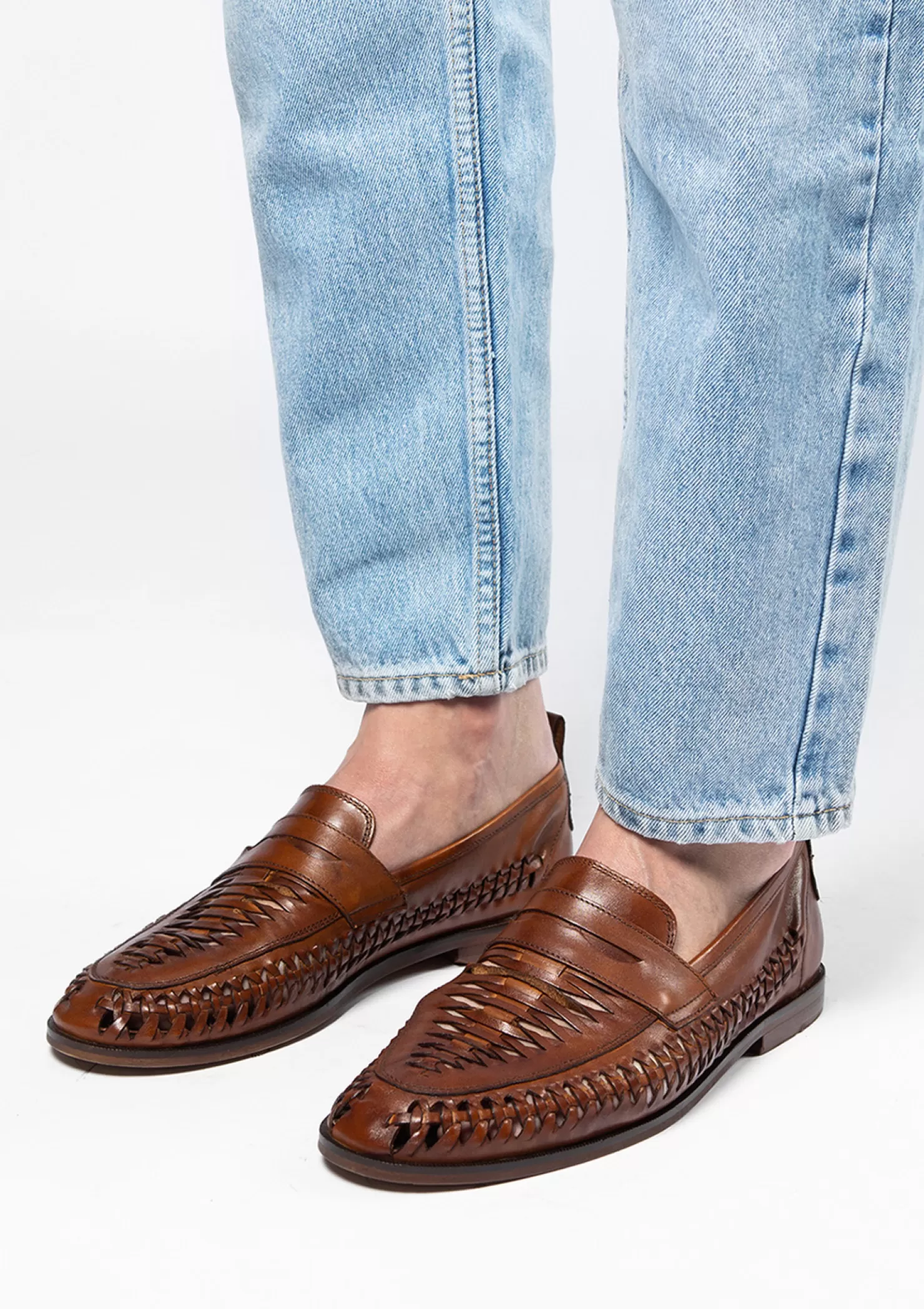 Clearance Sacha Gevlochten Loafers Cognac