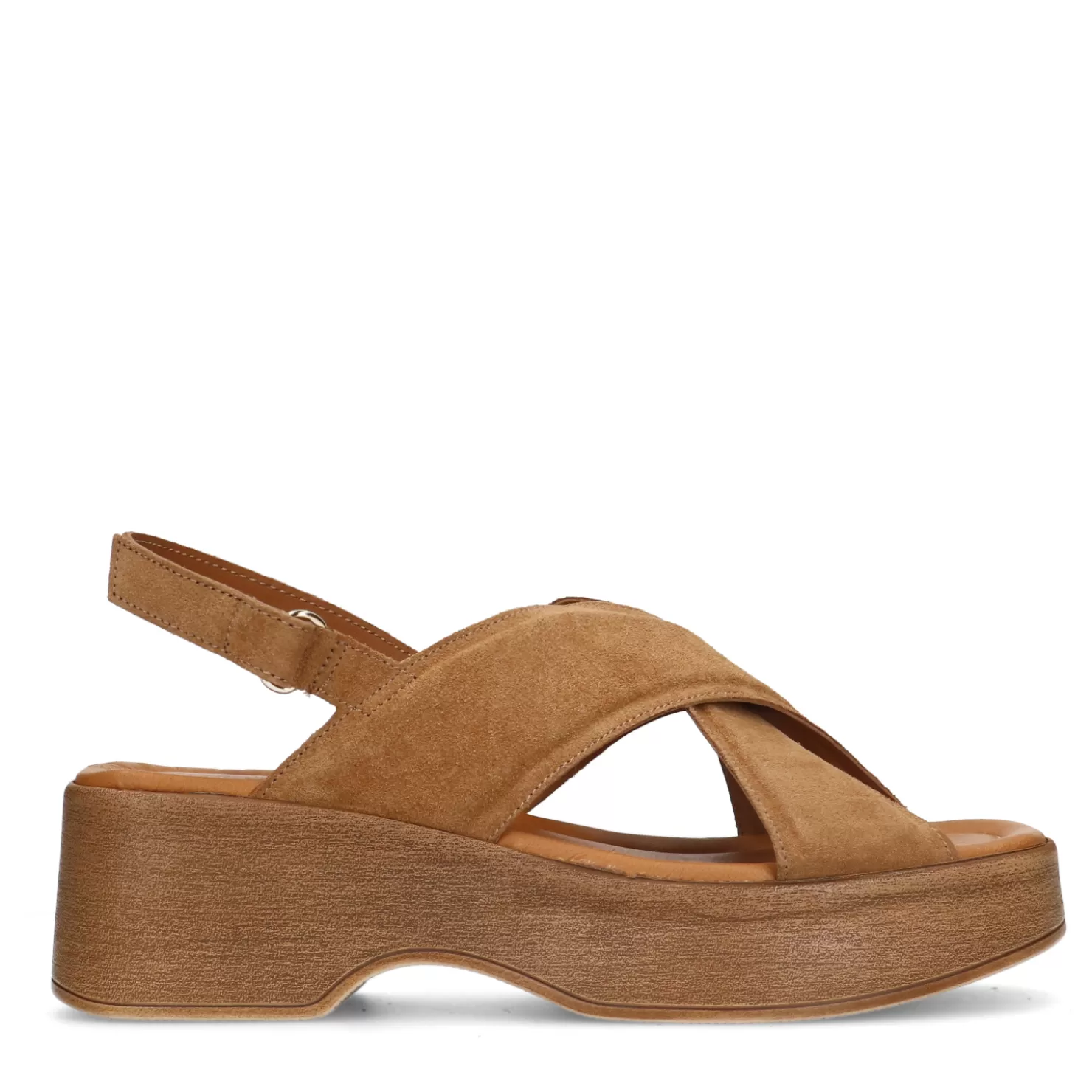 Sale Sacha Gognac Leren Plateau Sandalen