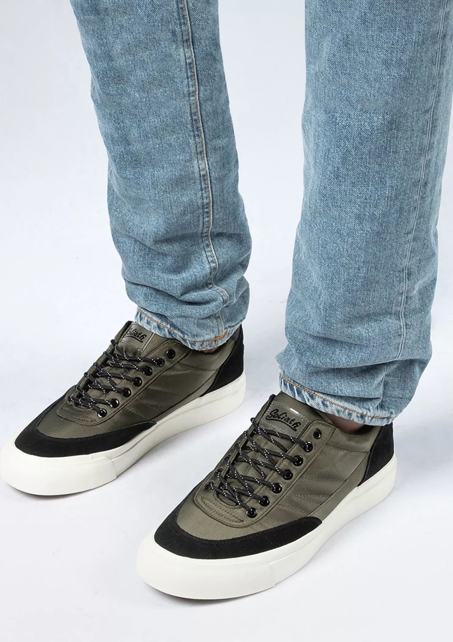 Clearance Sacha Goliath Donkergroene Nylon Sneakers Met Suede