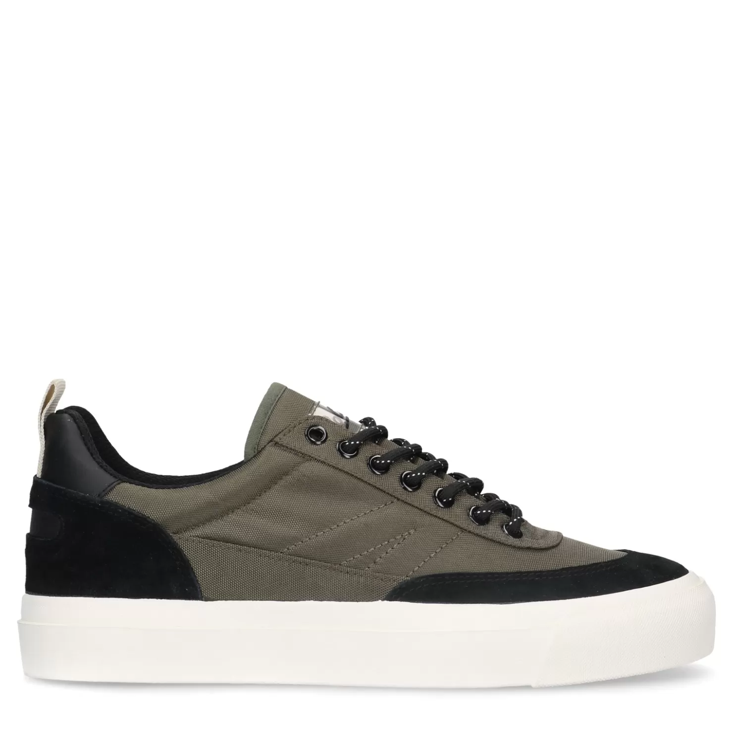 Clearance Sacha Goliath Donkergroene Nylon Sneakers Met Suede