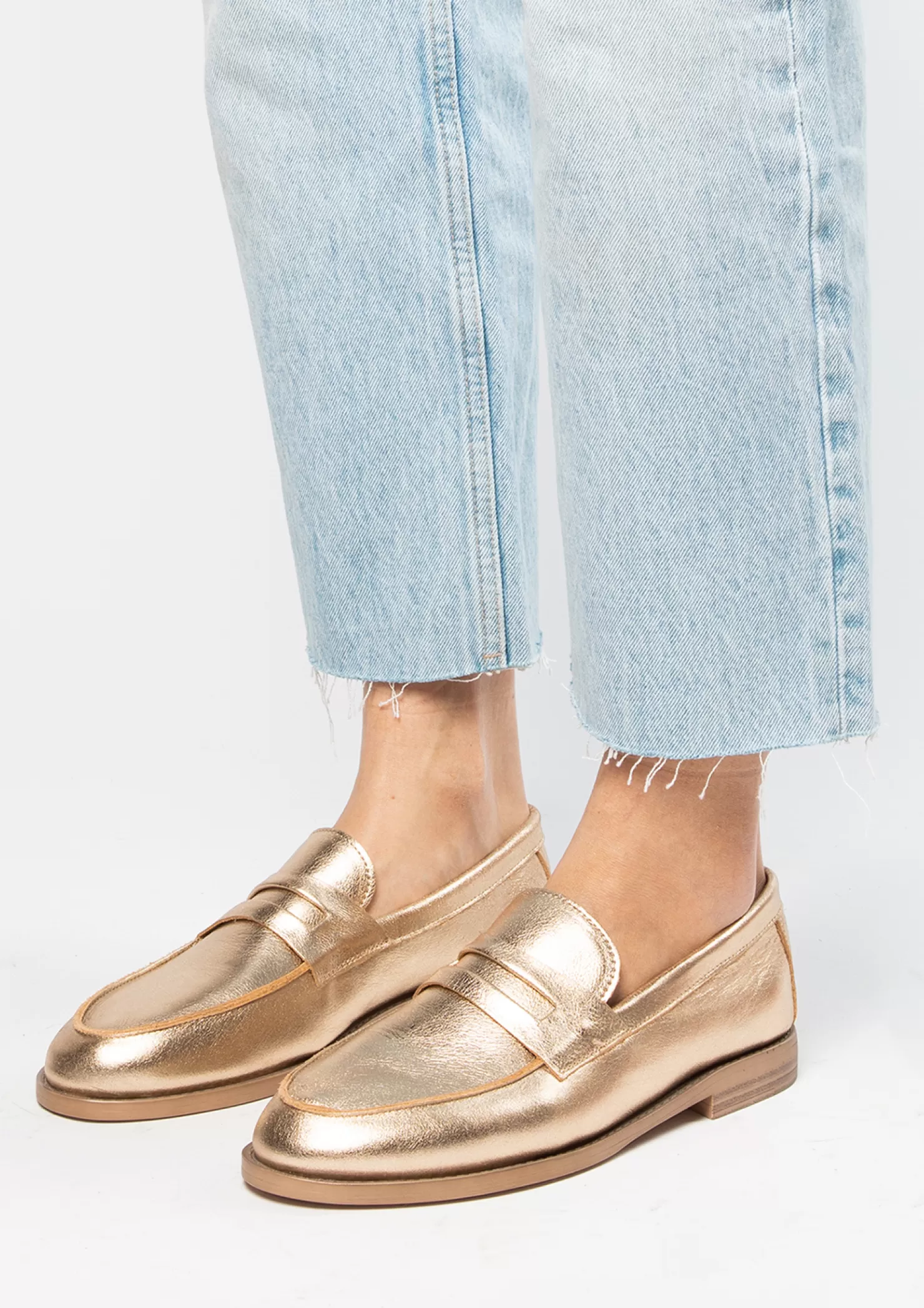 Cheap Sacha Gouden Leren Penny Loafers