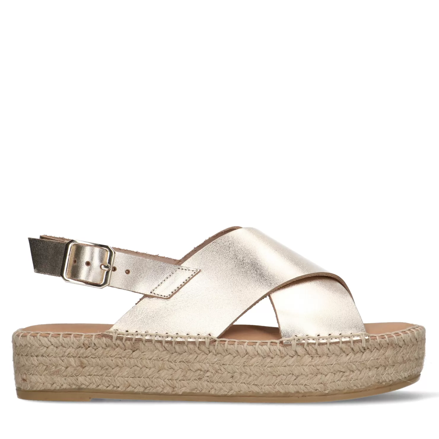 Shop Sacha Gouden Leren Plateau Sandalen