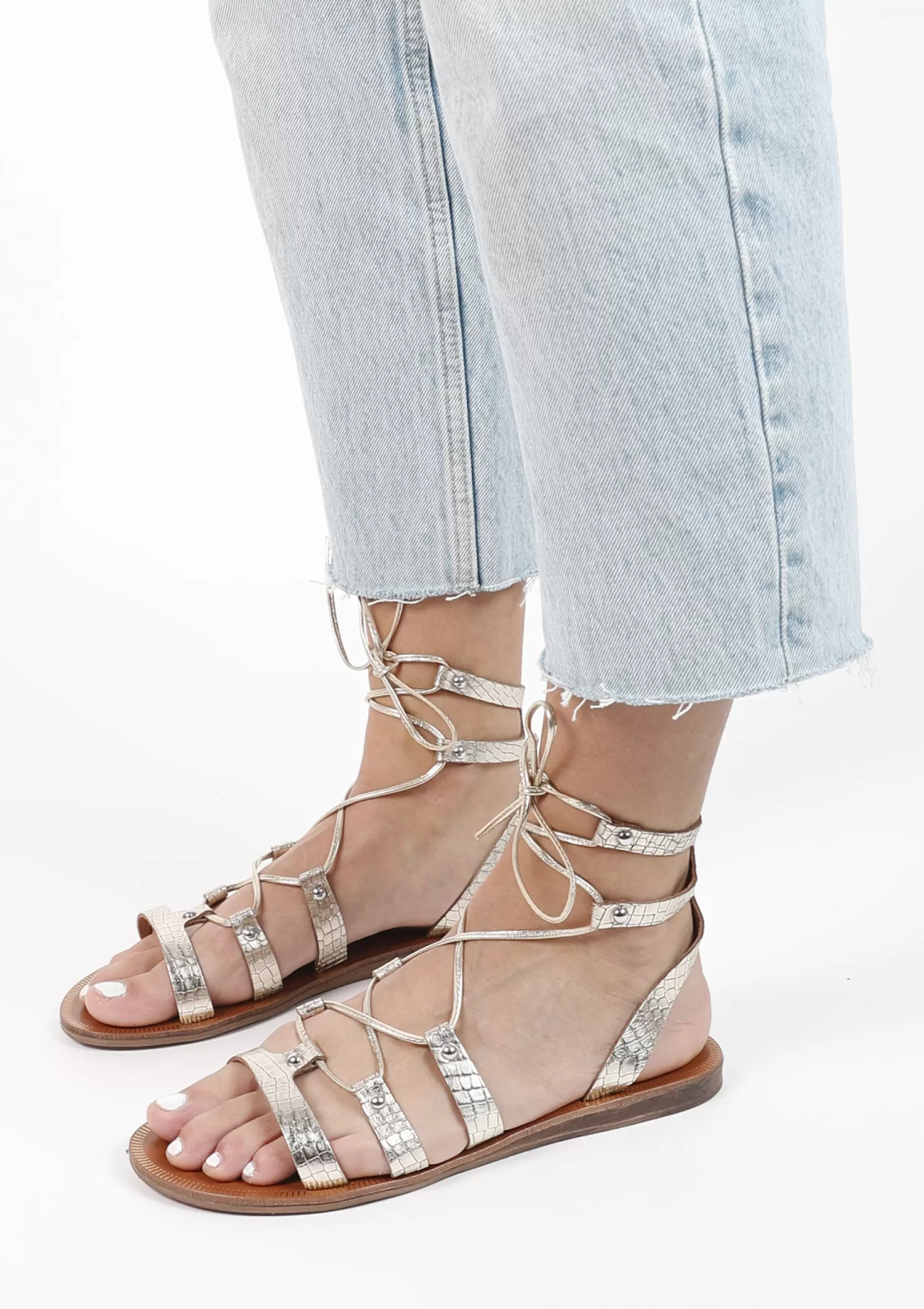 Hot Sacha Gouden Leren Sandalen