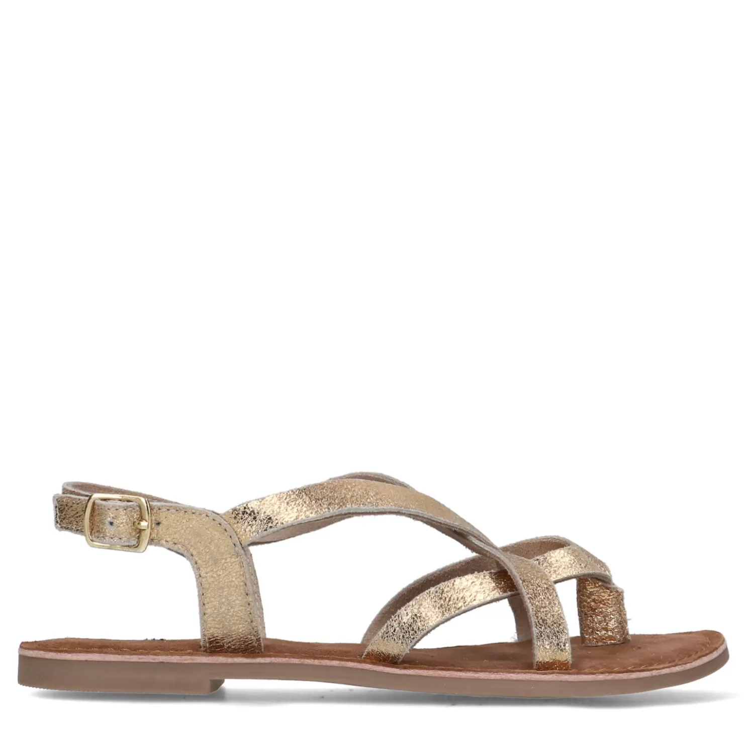 Cheap Sacha Gouden Leren Sandalen Met Gekruiste Bandjes