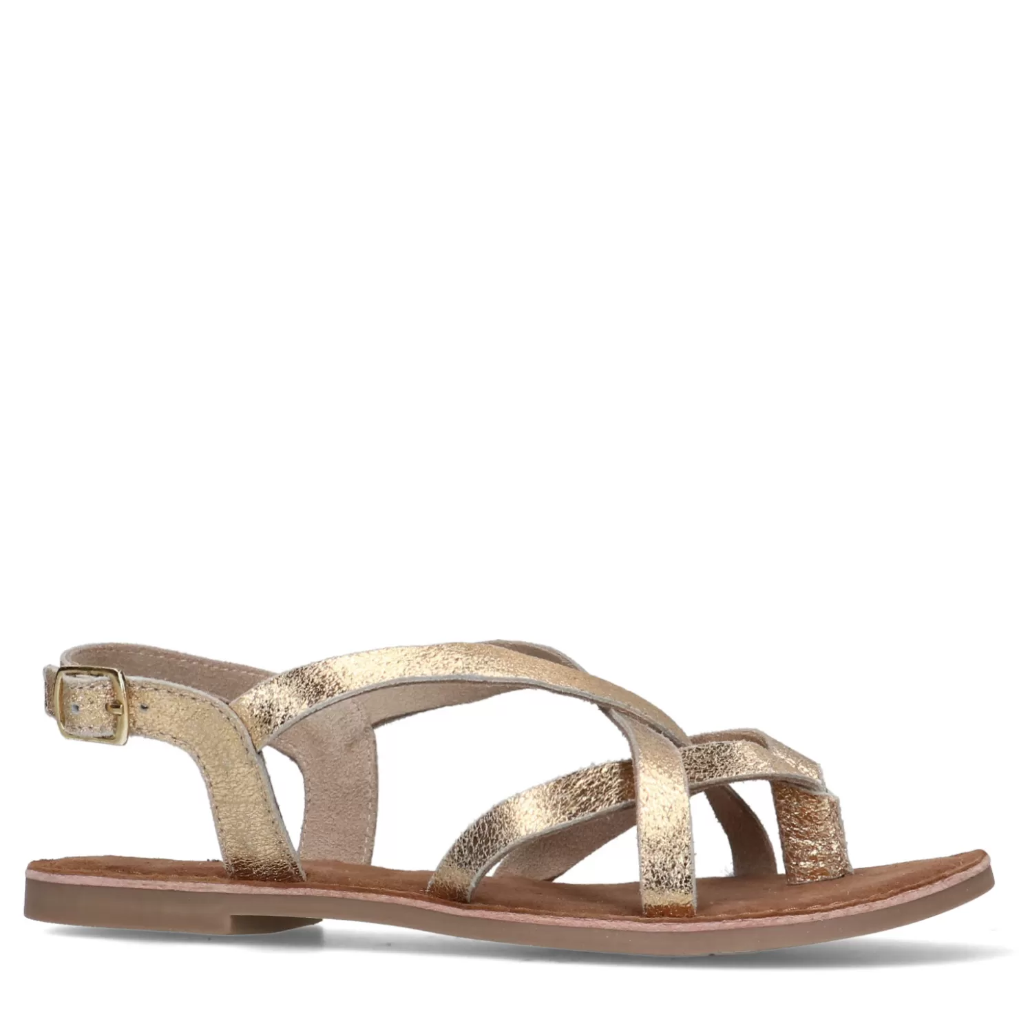 Cheap Sacha Gouden Leren Sandalen Met Gekruiste Bandjes