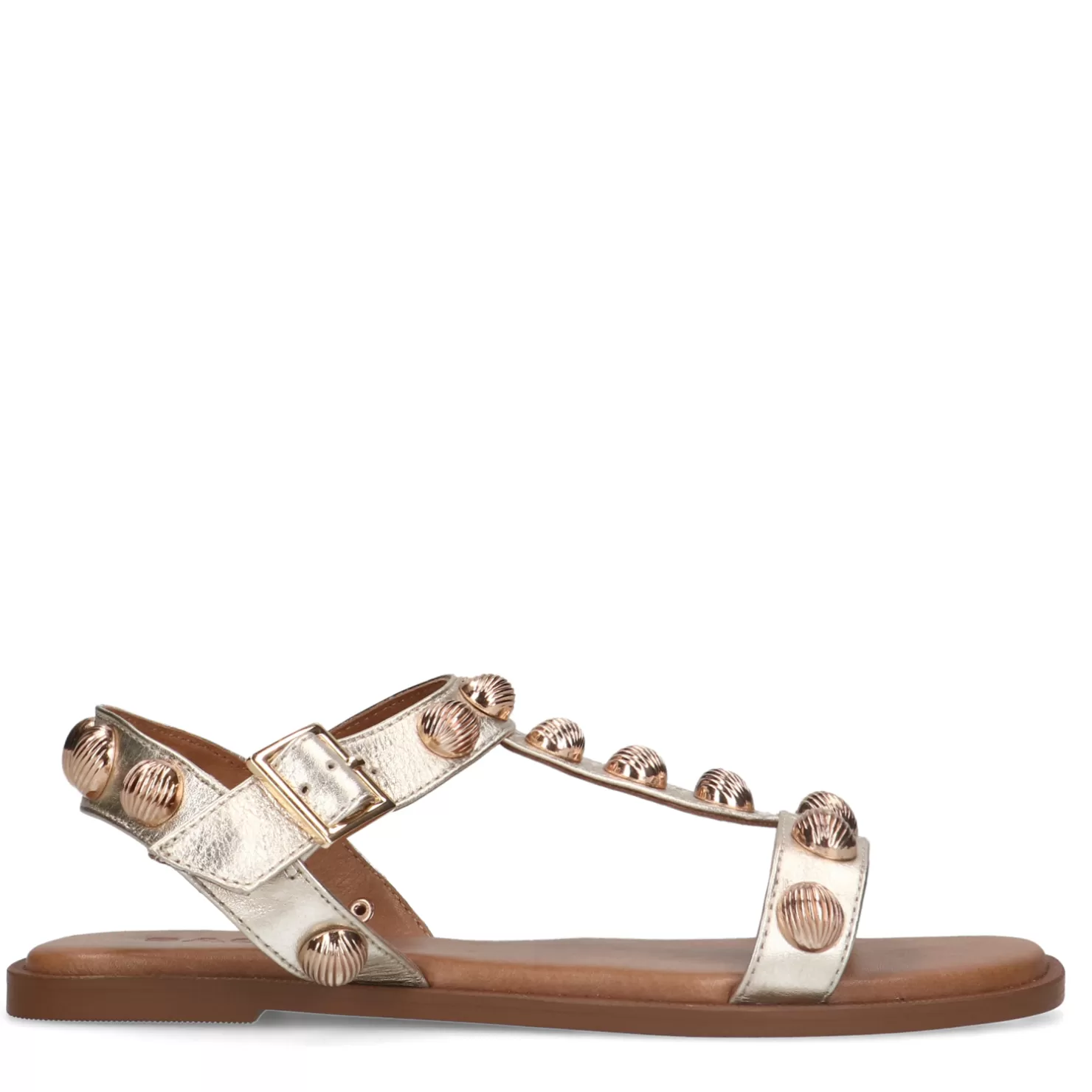 New Sacha Gouden Leren Sandalen Met Studs