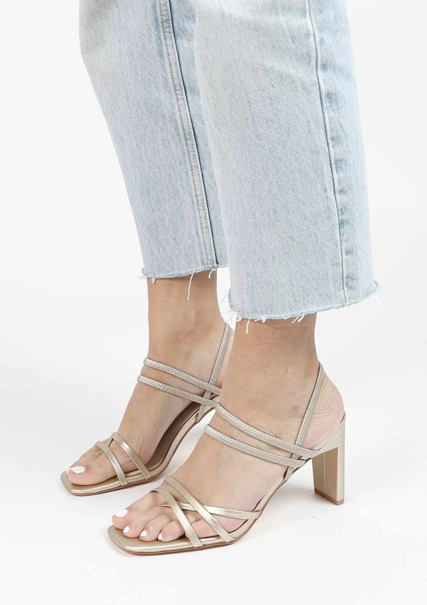 Cheap Sacha Gouden Metallic Hak Sandalen Met Bandjes