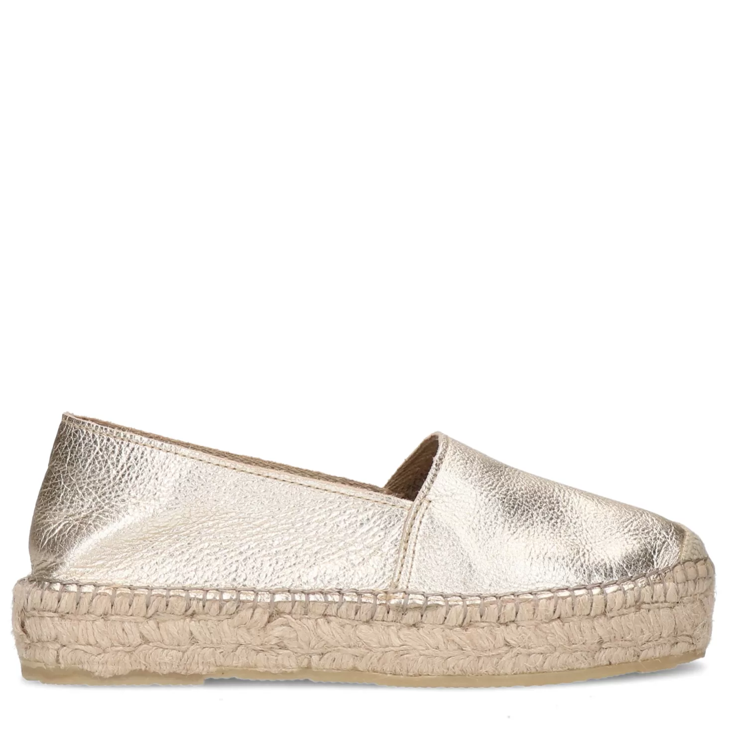 Fashion Sacha Gouden Metallic Leren Espadrilles