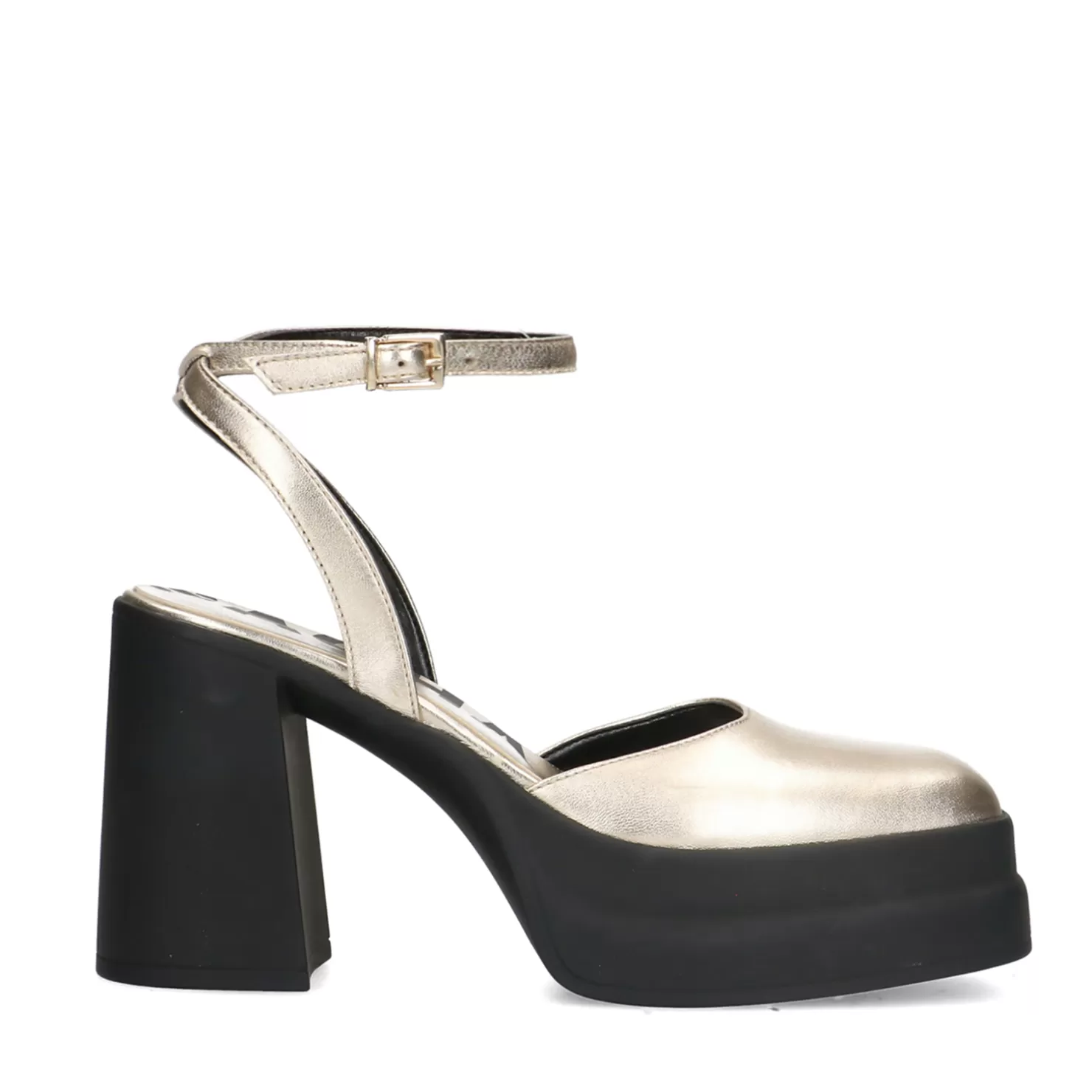 Sale Sacha Goudkleurige Metallic Pumps Met Plateau Hak