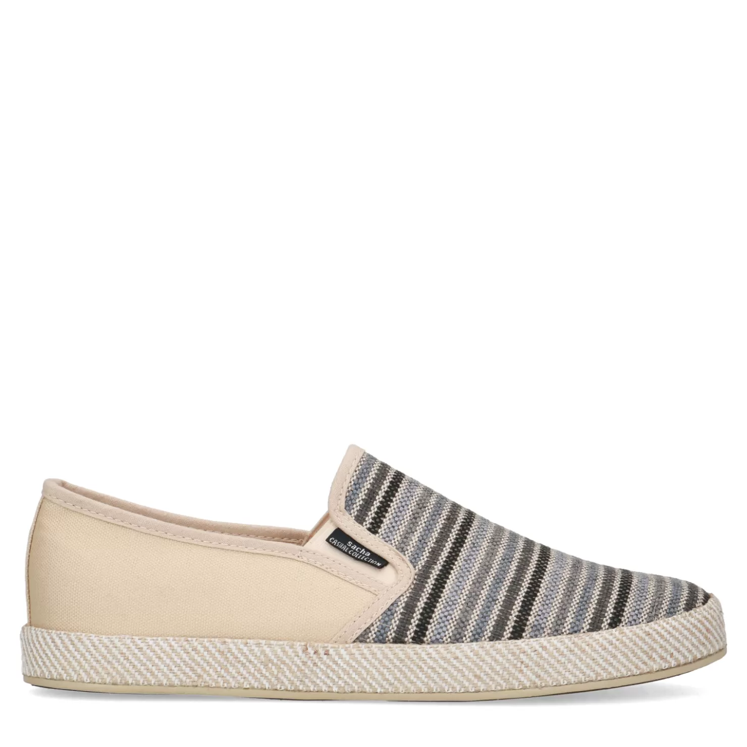 Store Sacha Grijze Canvas Loafers Met Strepen