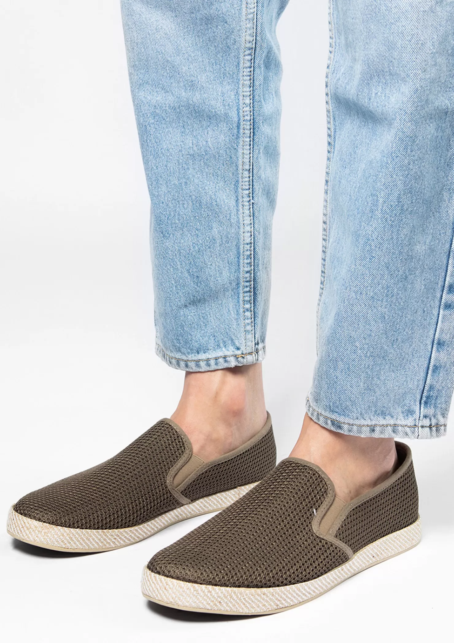 Best Sacha Groene Canvas Loafers Met Geweven Touwzool