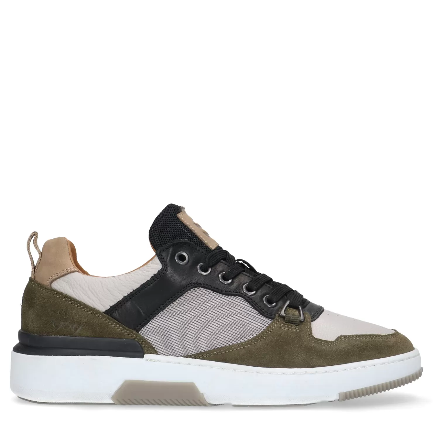 Outlet Sacha Groene Leren Sneakers Met Details