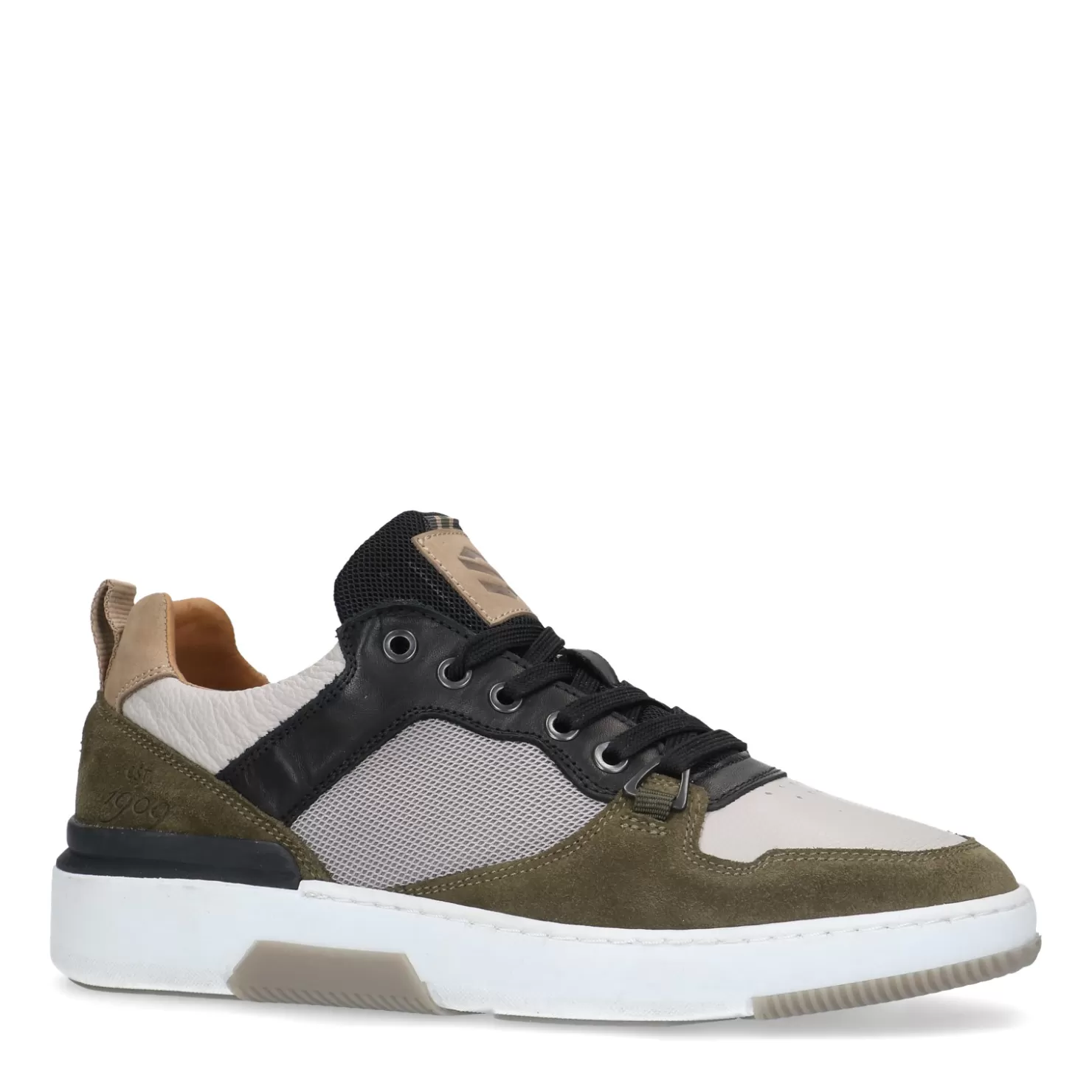 Outlet Sacha Groene Leren Sneakers Met Details