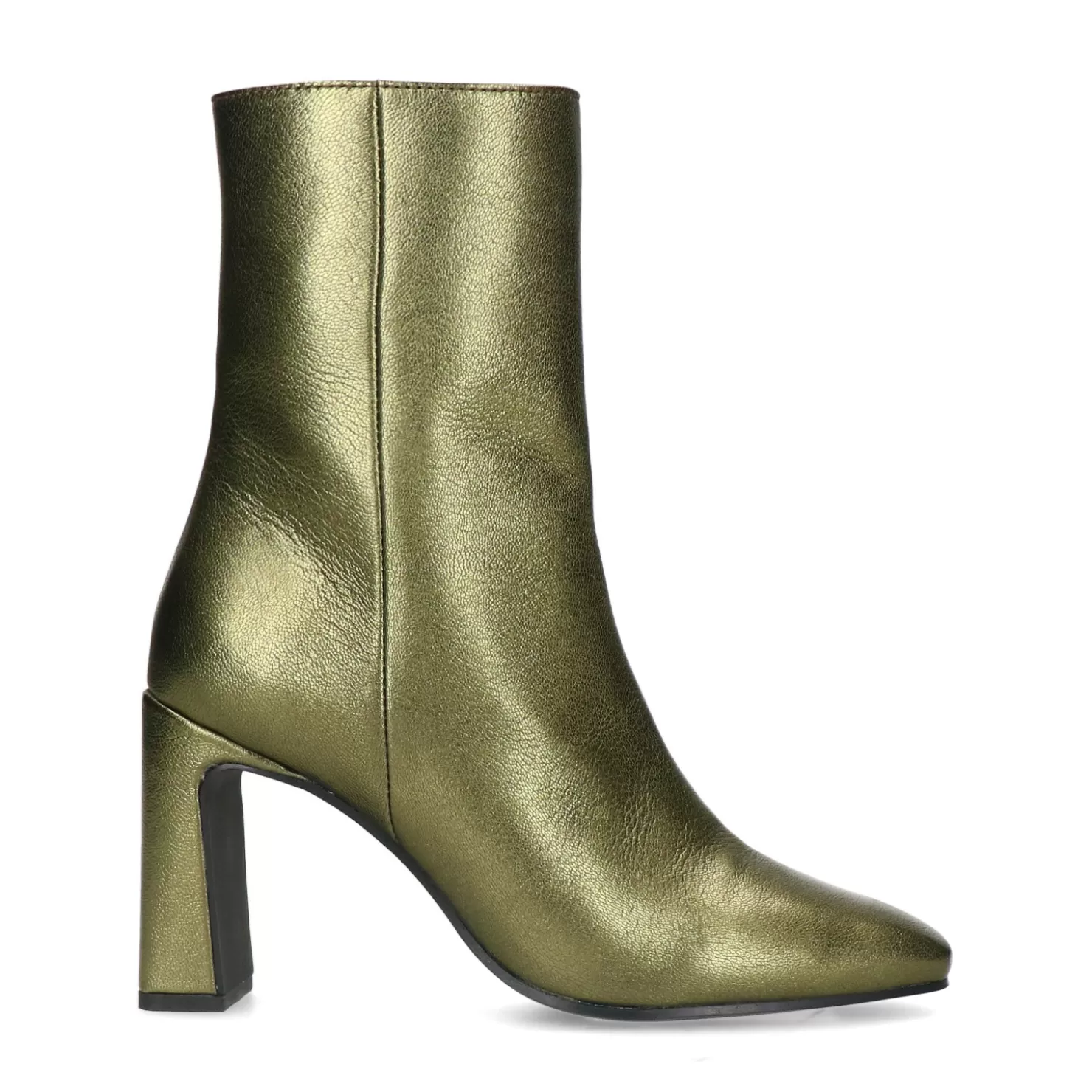 Best Sacha Groene Metallic Enkellaarsjes Met Hak