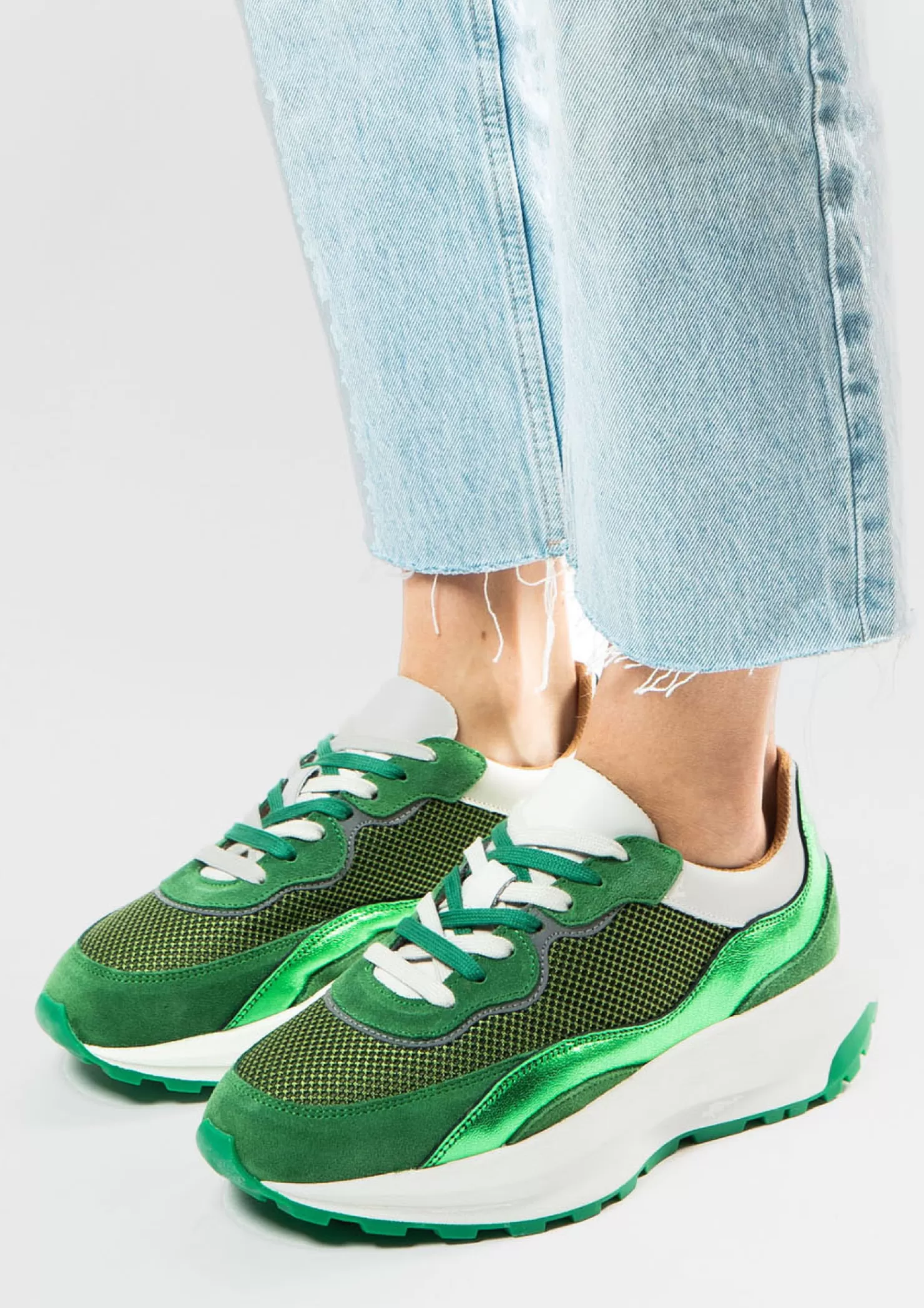 Clearance Sacha Groene Sneakers Met Metallic Details