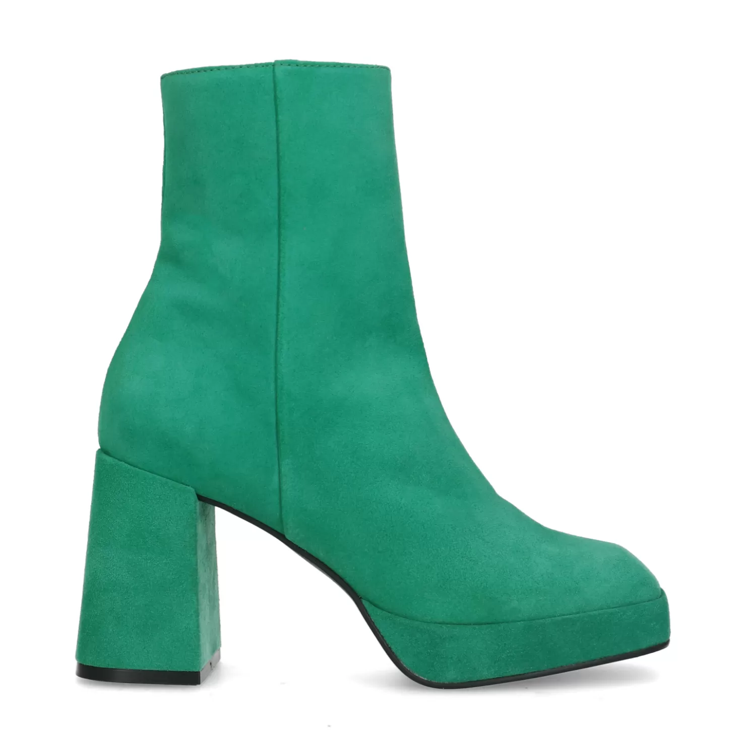 Flash Sale Sacha Groene Suede Enkellaarsjes Met Blokhak