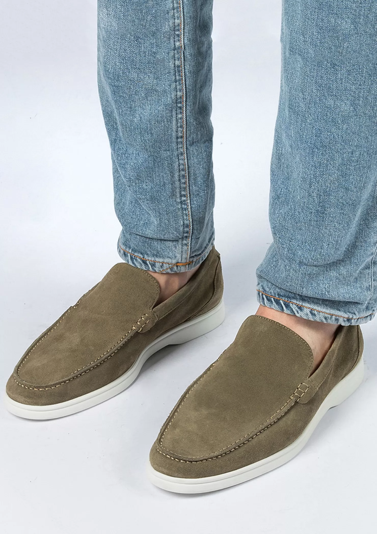 Fashion Sacha Groene Suede Loafers