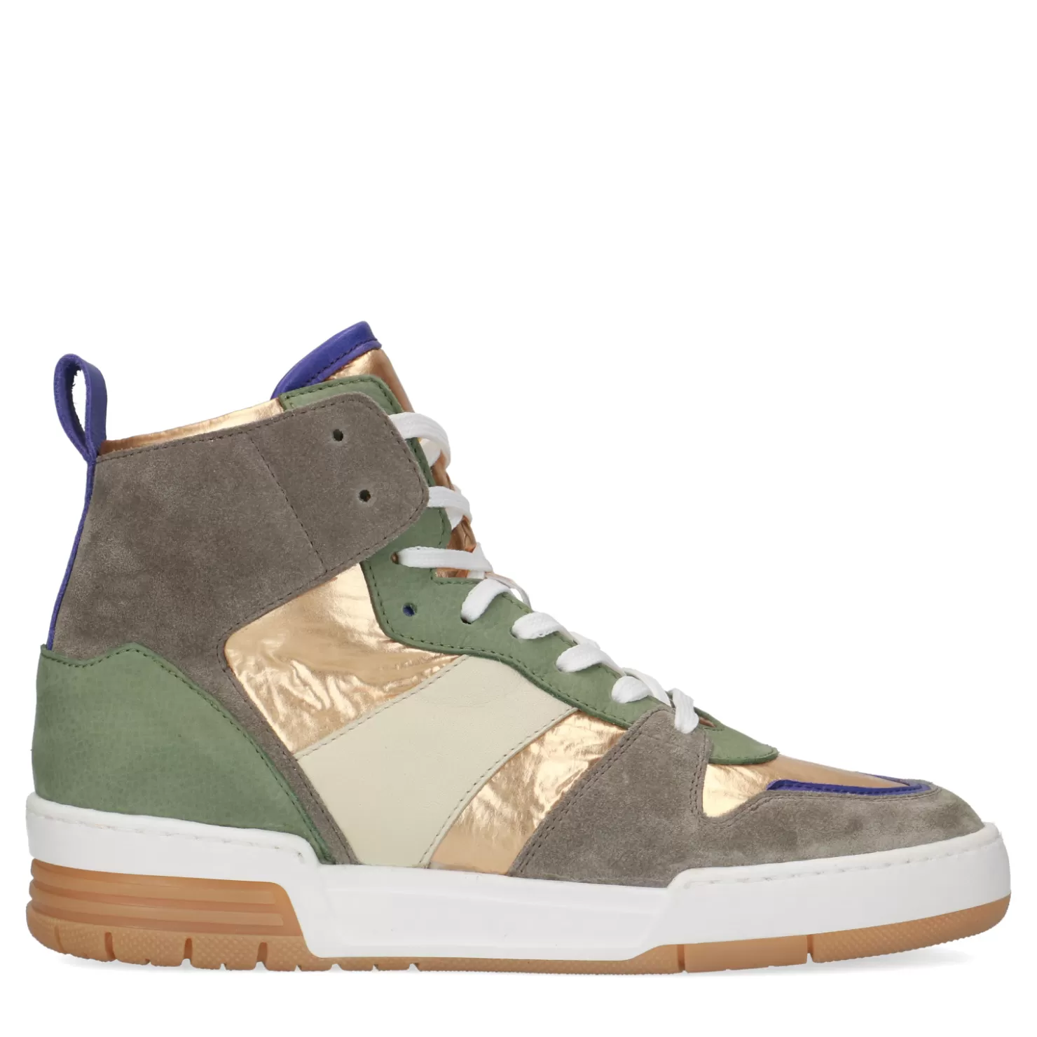 Online Sacha Halfhoge Groene Sneakers Met Metallic En Paarse Details