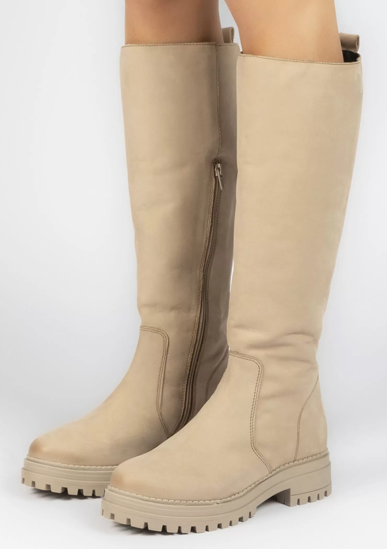 New Sacha Hoge Taupe Nubuck Laarzen