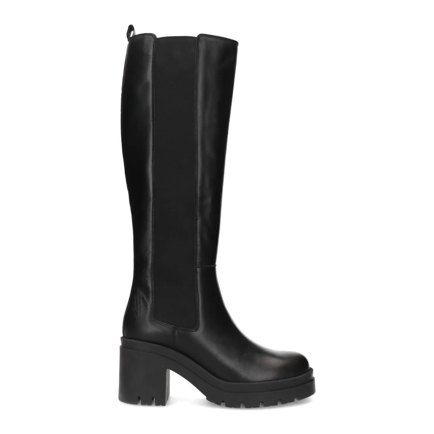 New Sacha Hoge Zwarte Chelsea Boots Met Blokhak