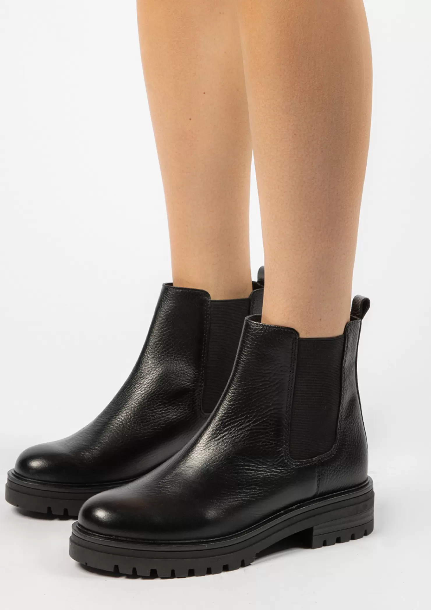 New Sacha Korte Zwarte Leren Chelsea Boots