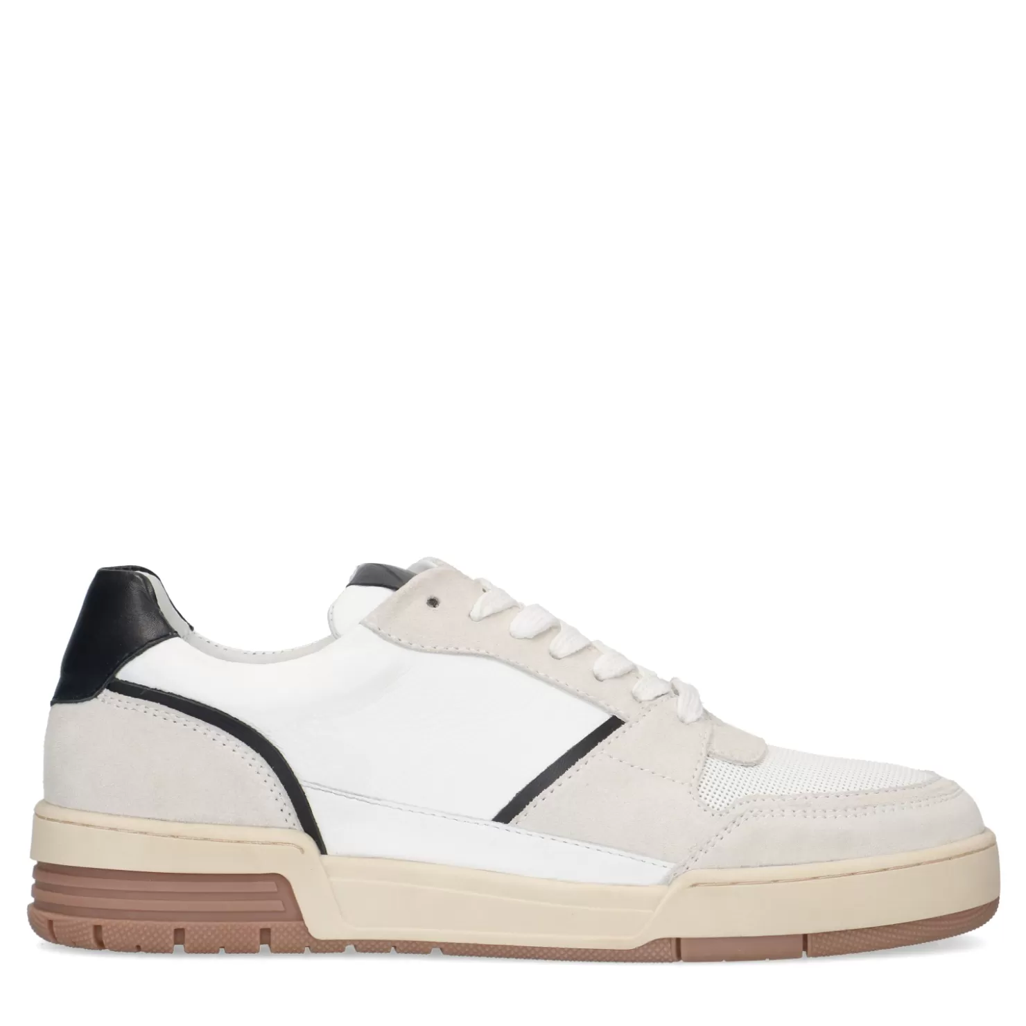 Shop Sacha Lage Witte Leren Sneakers Met Bruine Zool