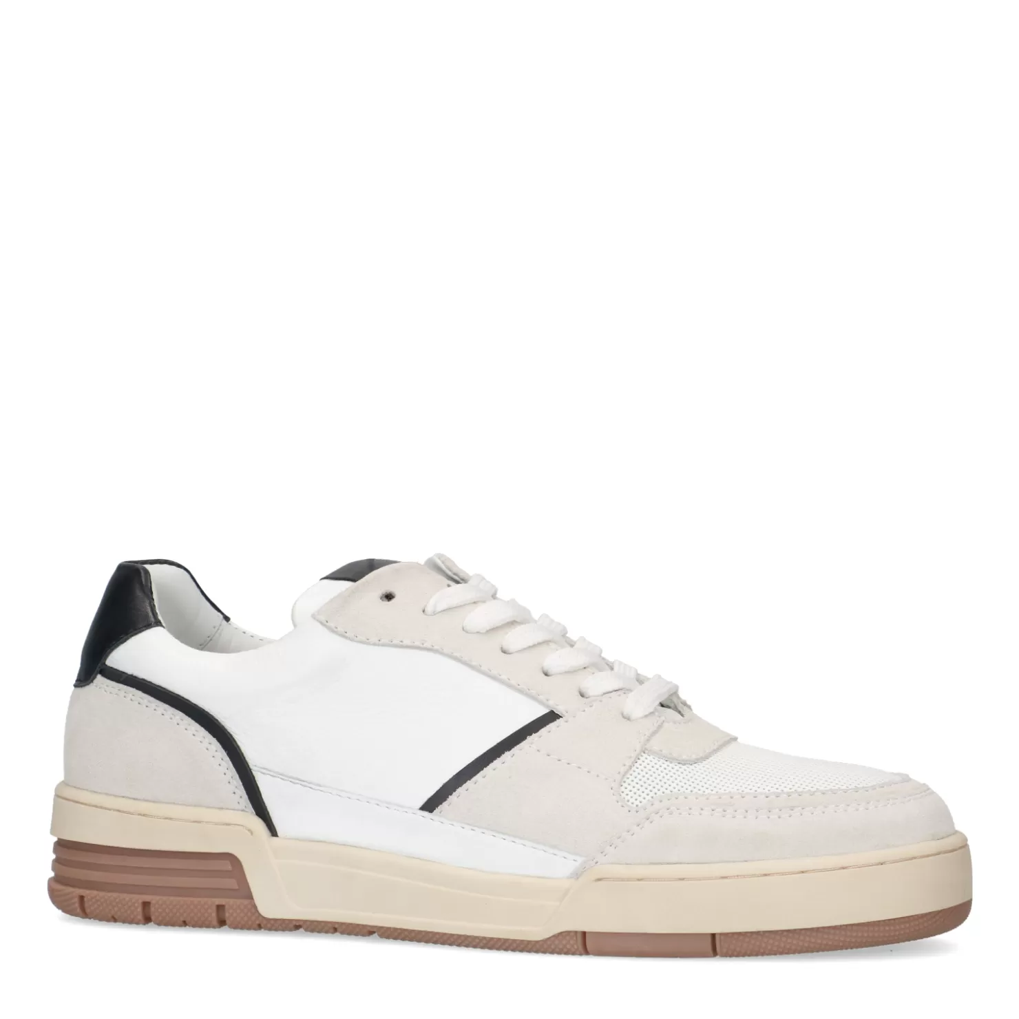 Shop Sacha Lage Witte Leren Sneakers Met Bruine Zool