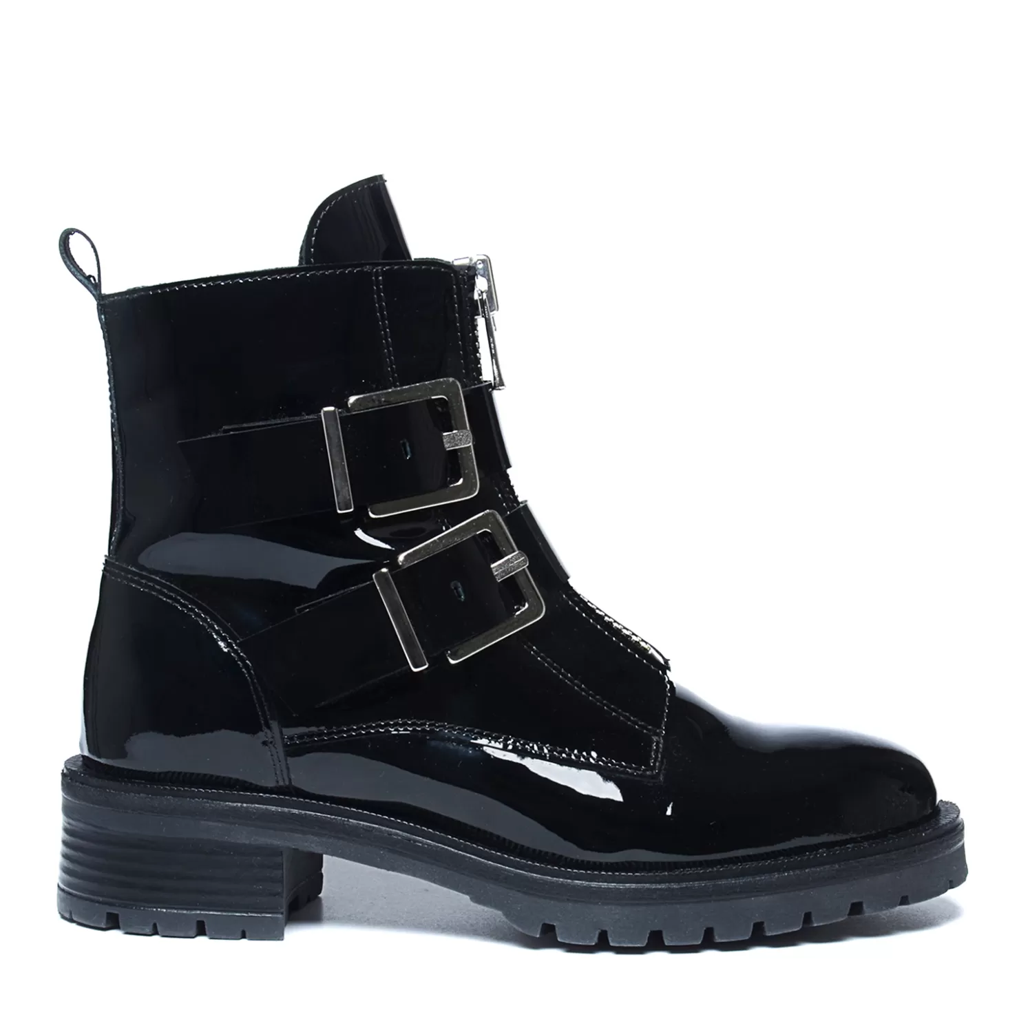 Clearance Sacha Lak Leren Biker Boots Met Gespen En Rits