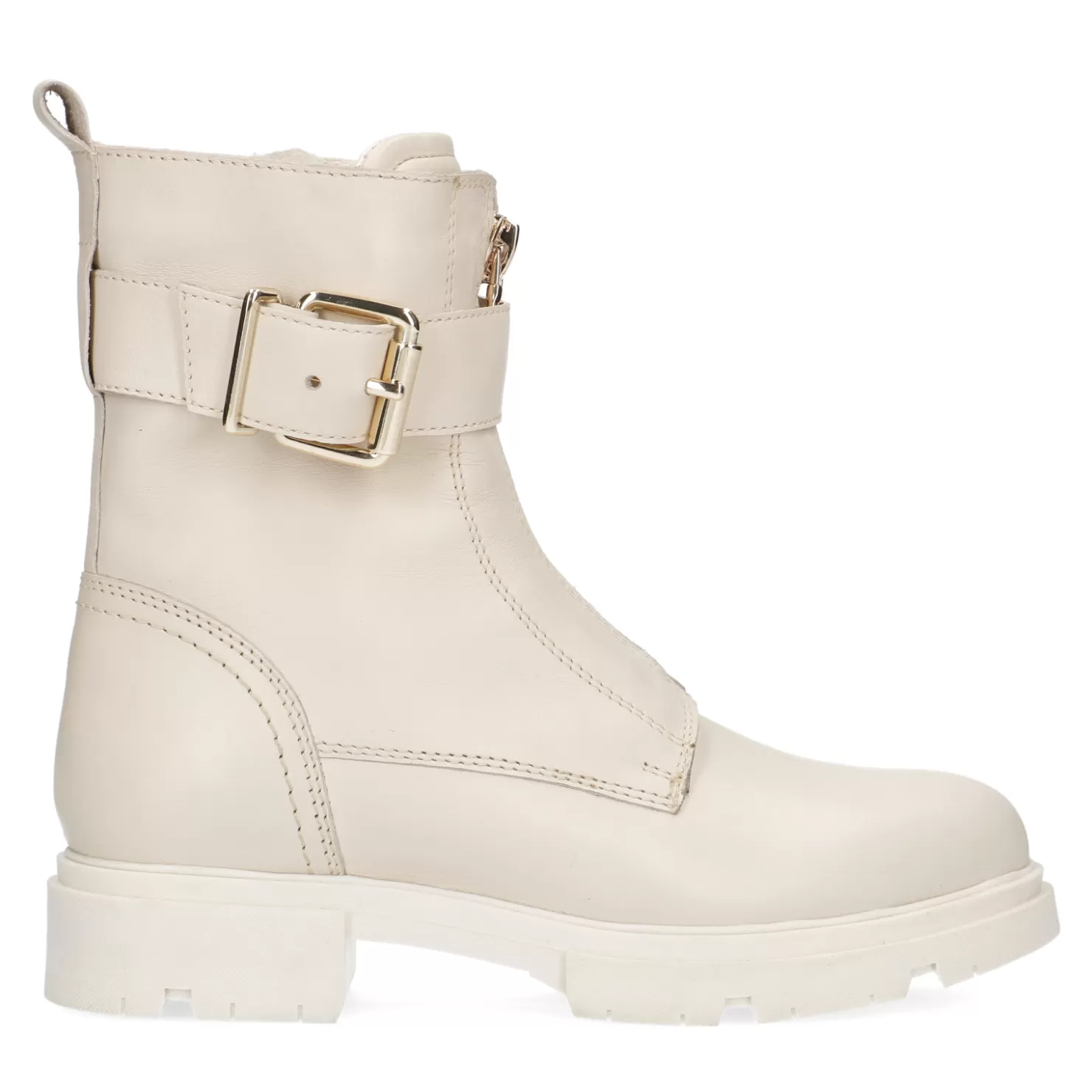 Store Sacha Latte Leren Biker Boots Met Gesp