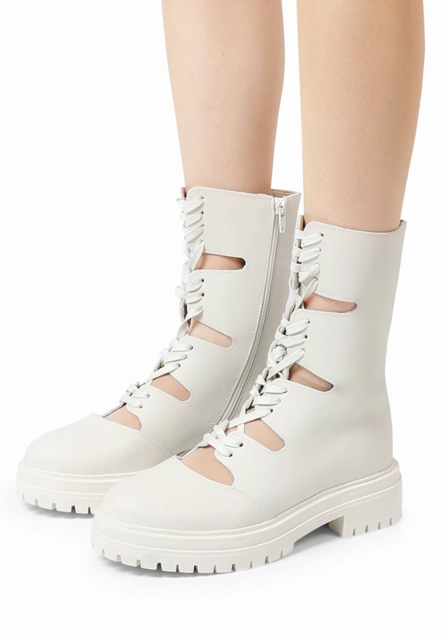 Outlet Sacha Latte Leren Cut Out Boots