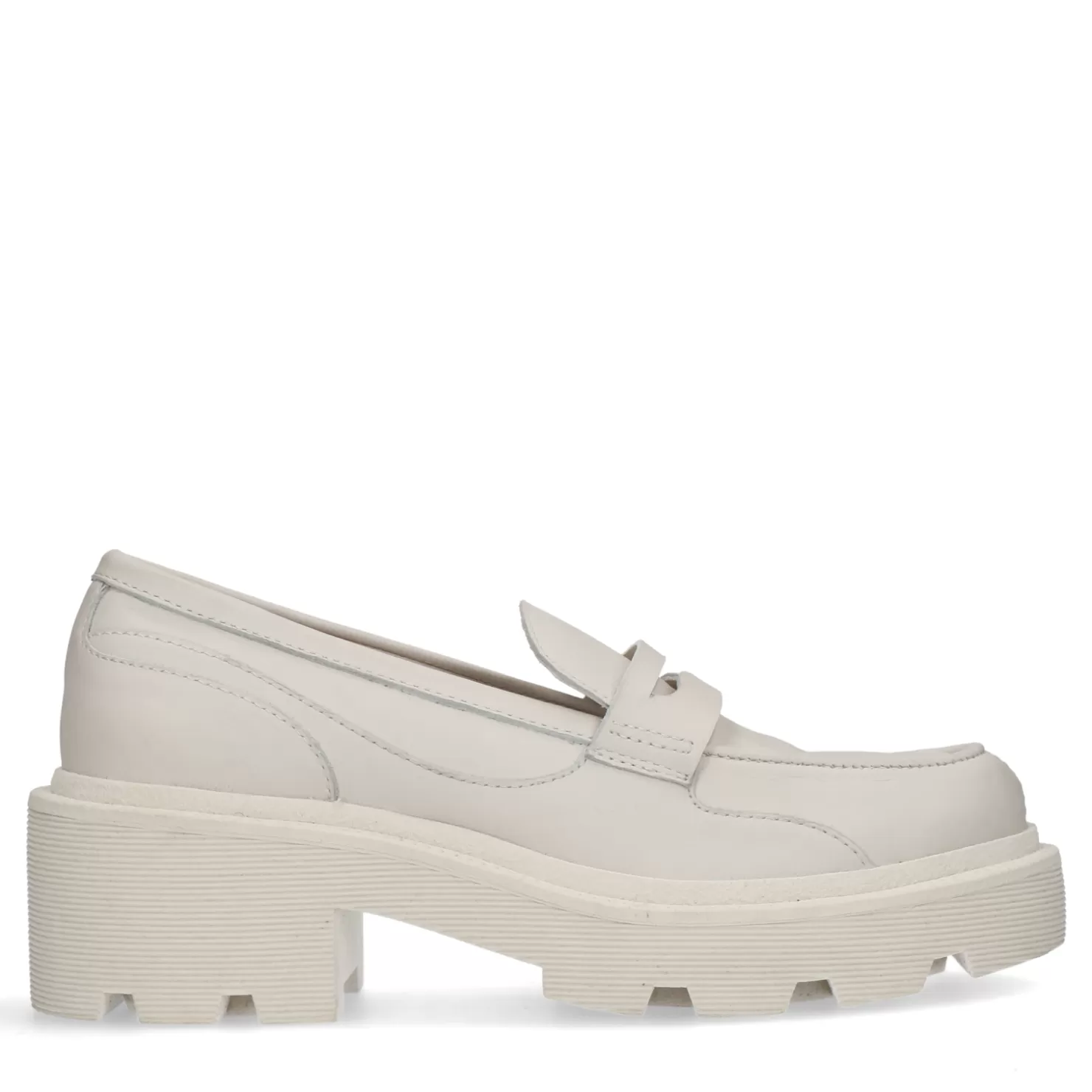 Outlet Sacha Latte Leren Platform Loafers