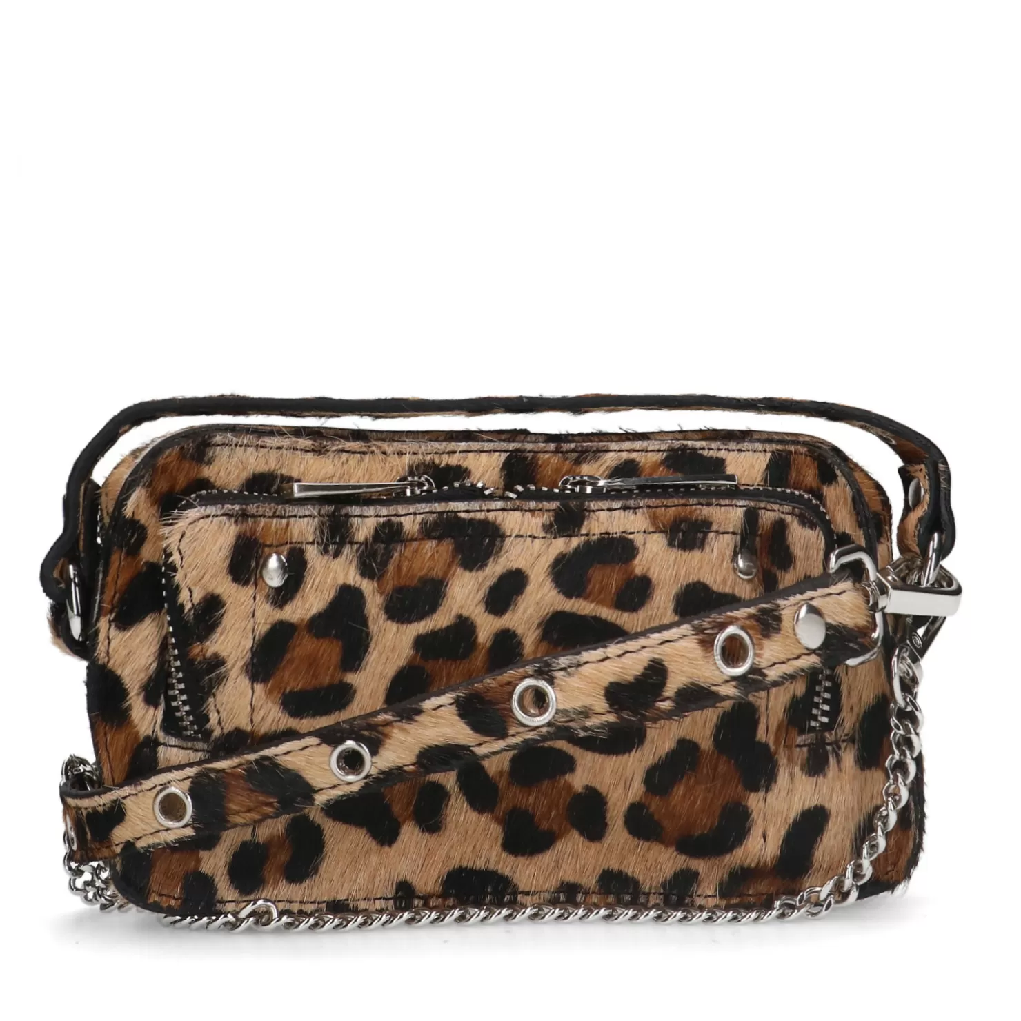 Sale Sacha Leren Crossbody Tas Met Luipaardprint