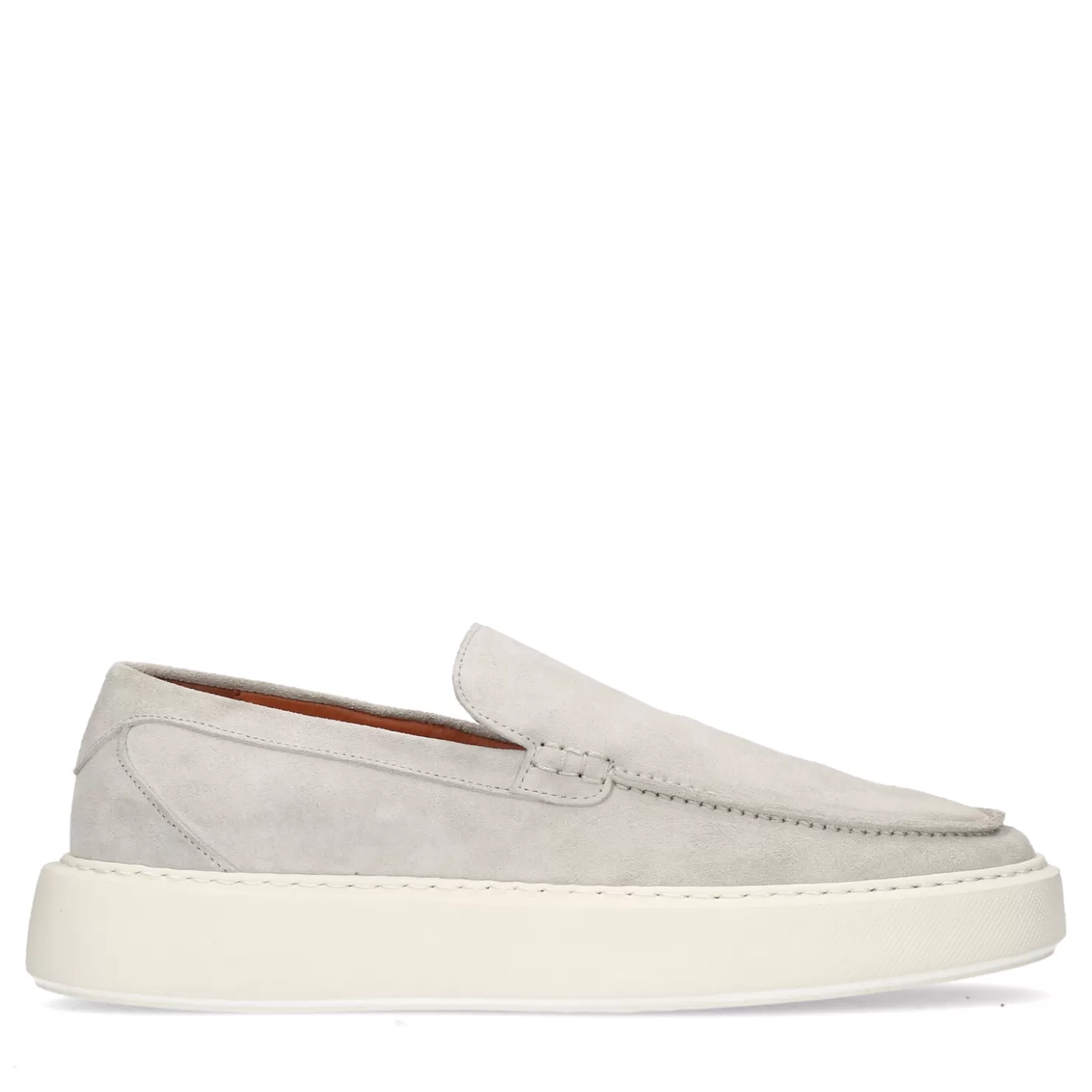 New Sacha Lichtgrijze Suede Loafers Met Witte Zool