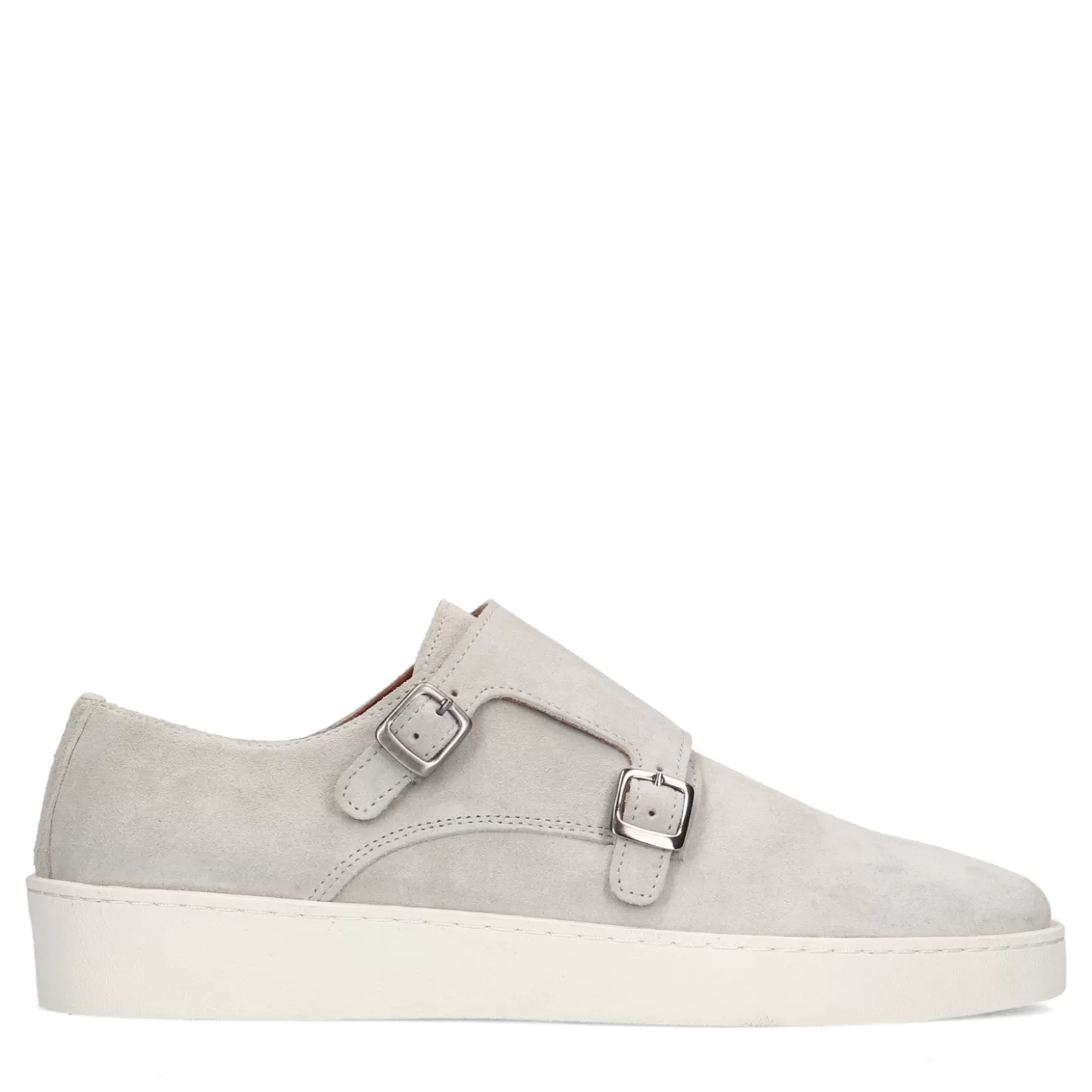 Fashion Sacha Lichtgrijze Suede Monk Sneakers