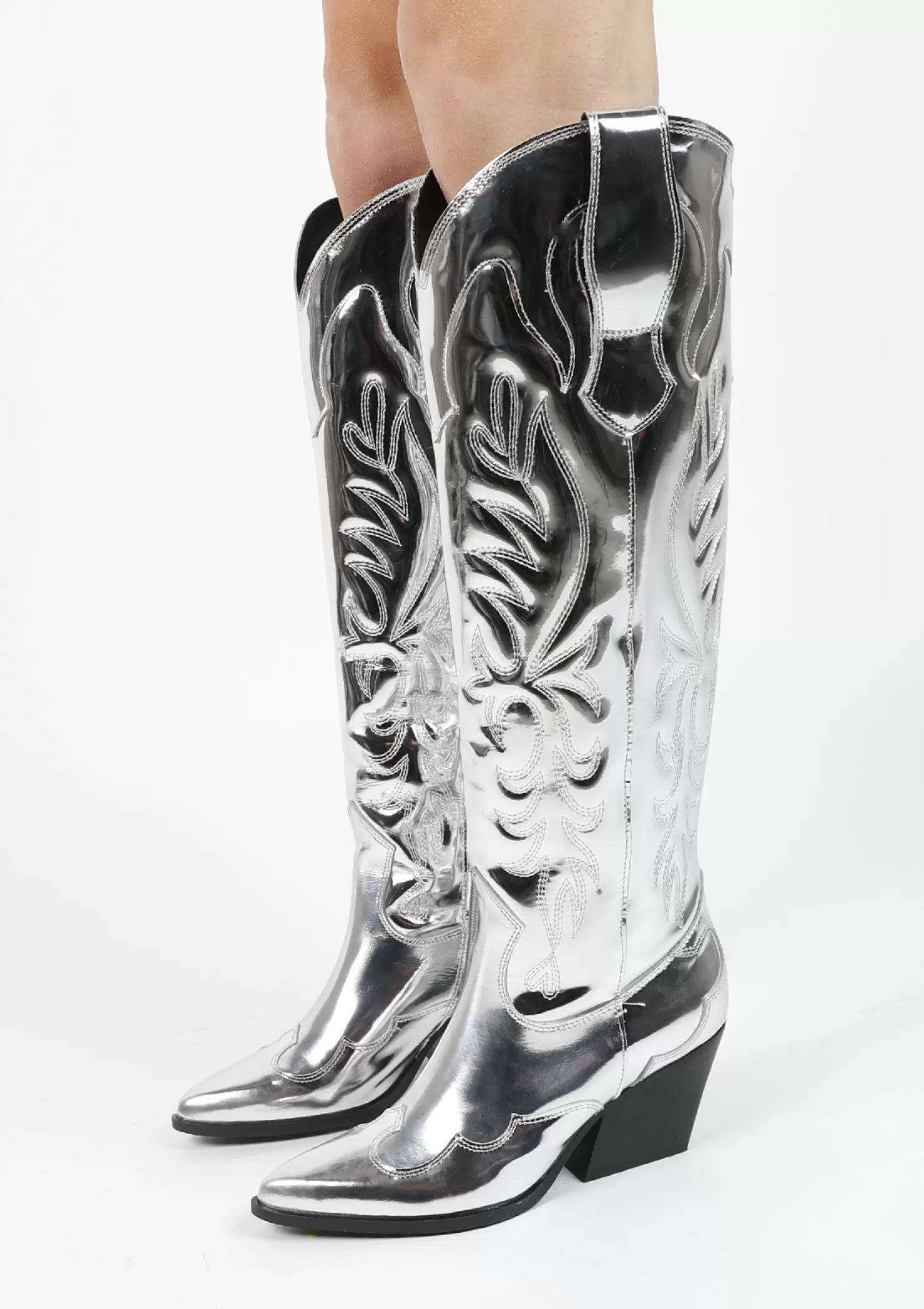 Outlet Sacha Limited Edition - Zilveren Metallic Cowboylaarzen