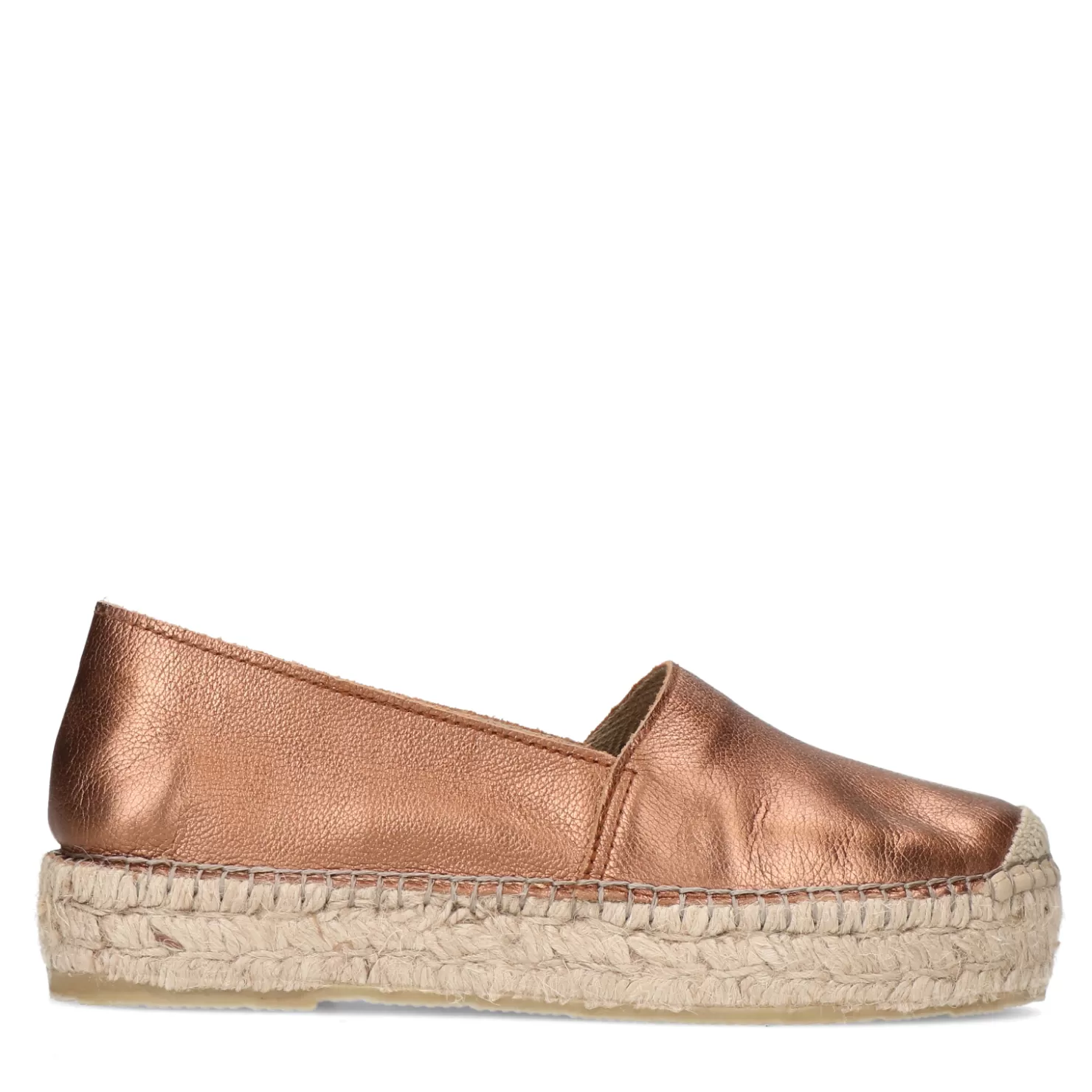 Clearance Sacha Metallic Bronskleurige Leren Espadrilles