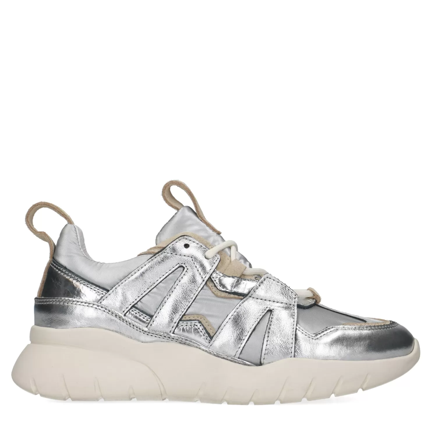 Clearance Sacha Metallic Leren Lage Sneakers