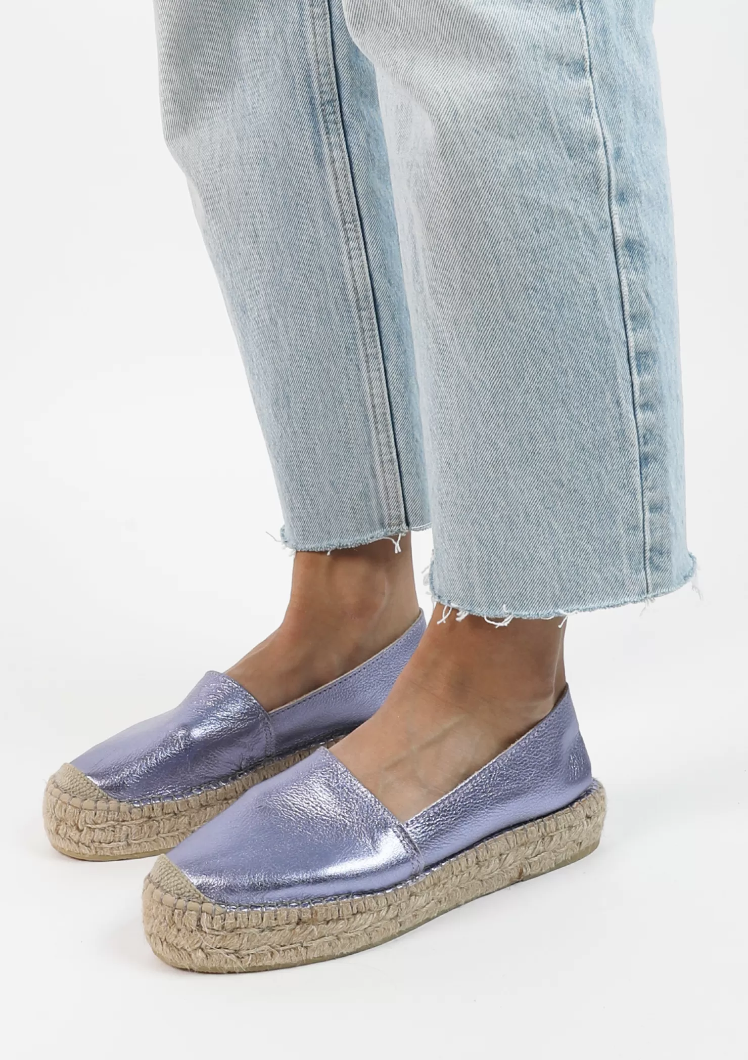 Hot Sacha Metallic Lila Leren Espadrilles