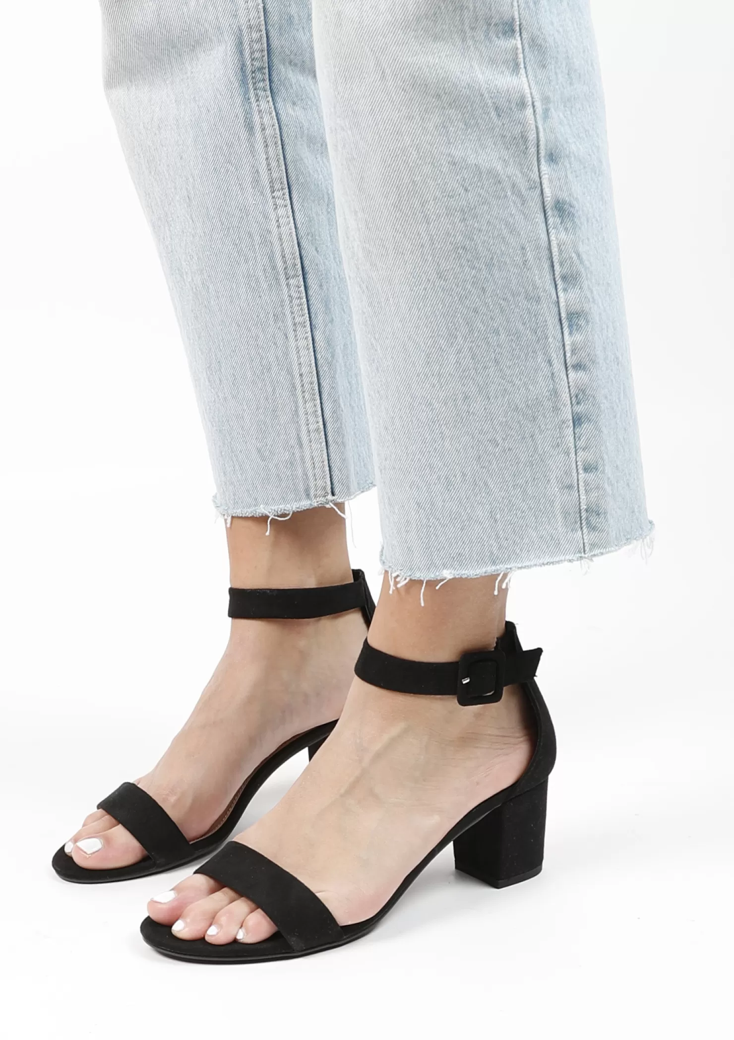 New Sacha Minimal Sandalen Met Hak Zwart