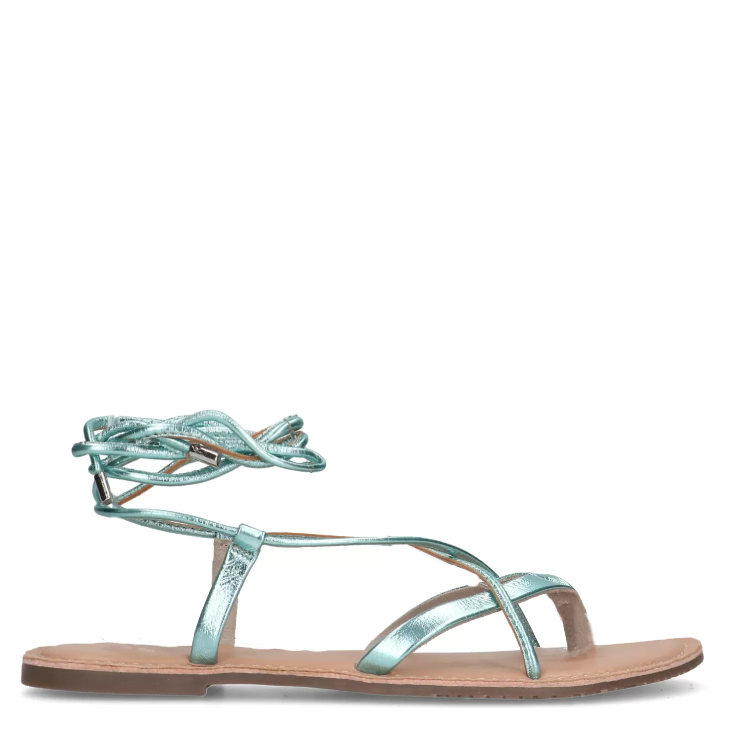 Flash Sale Sacha Mintgroene Metallic Leren Sandalen