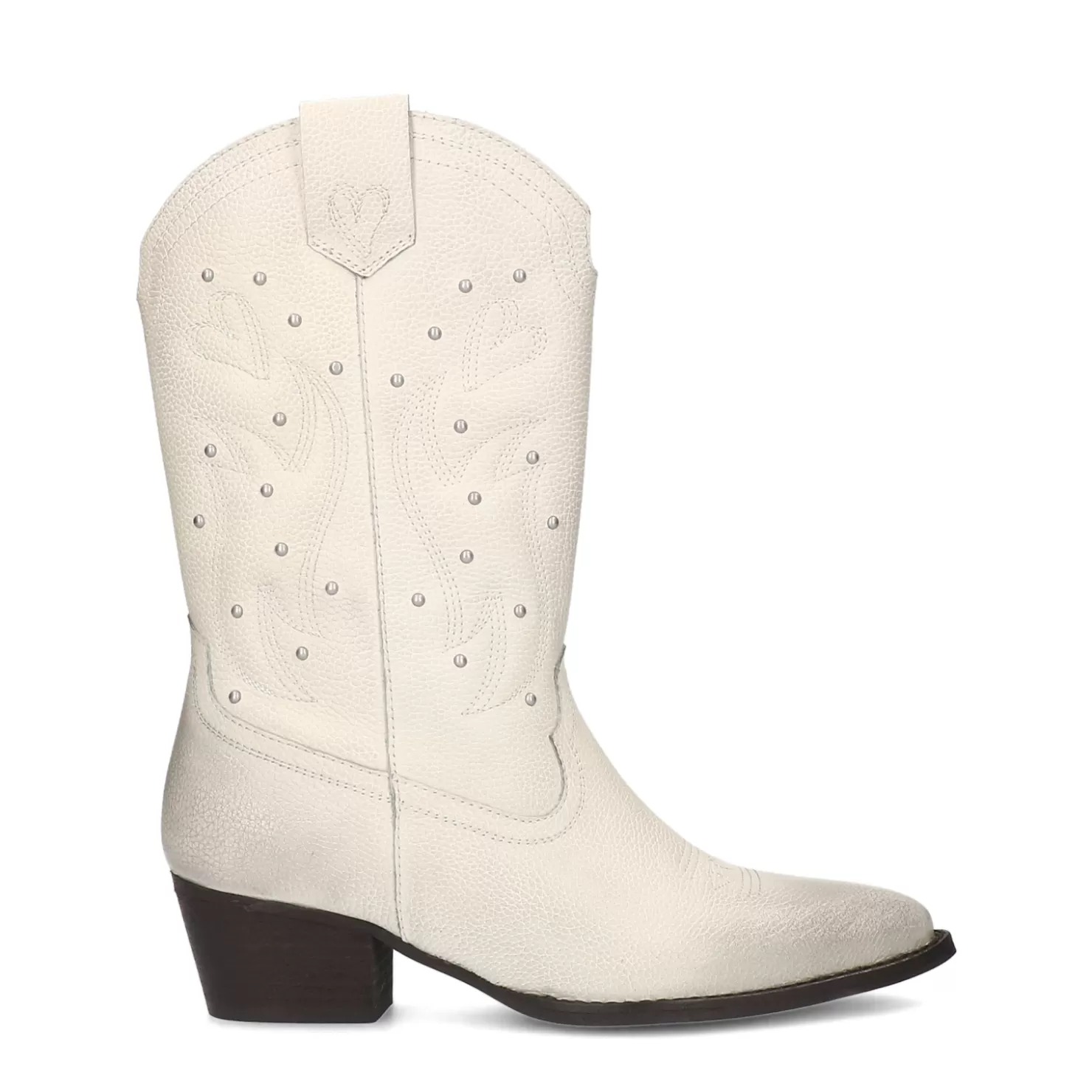 Fashion Sacha Off White Cowboy Enkellaarsjes Met Studs