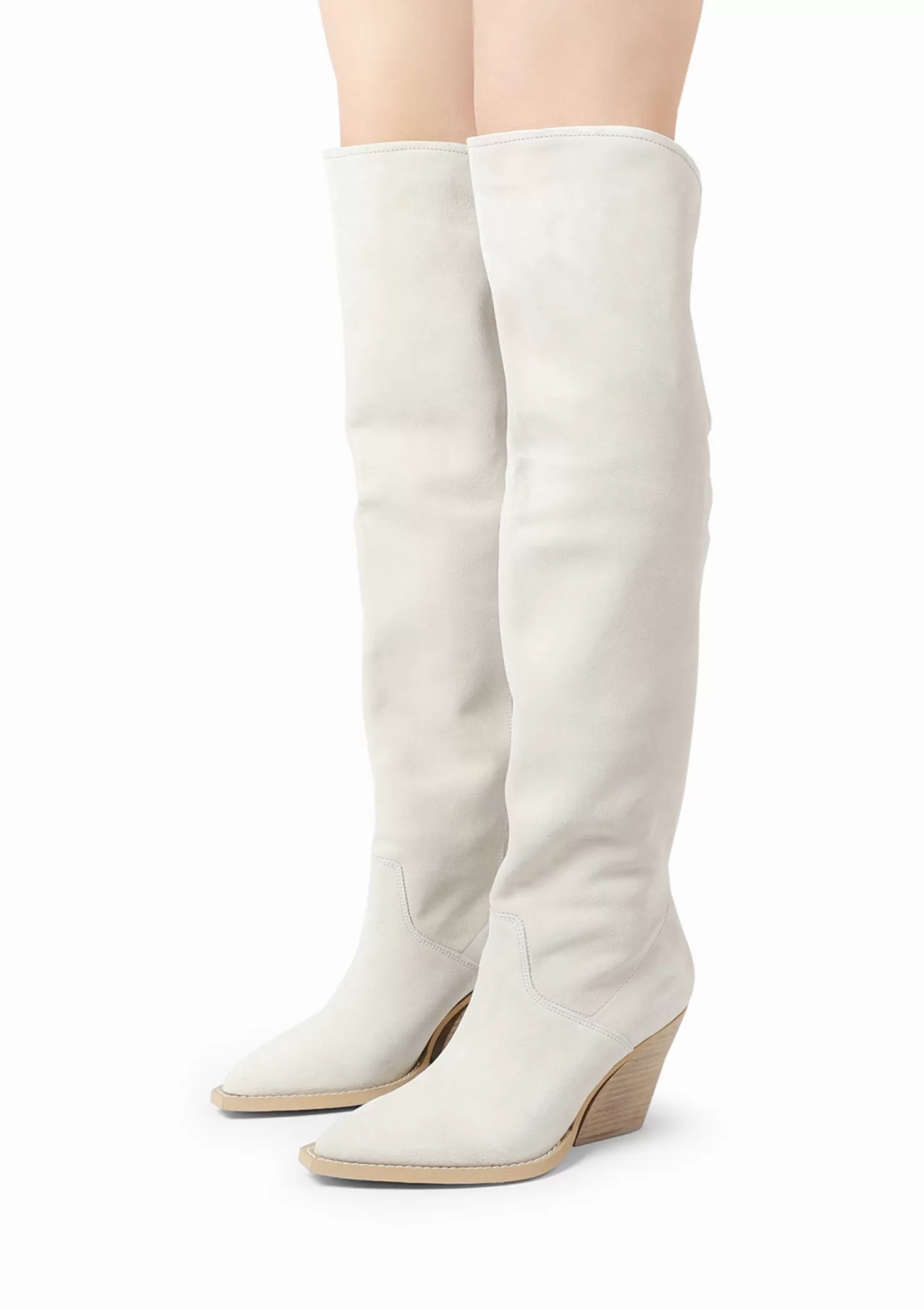 Outlet Sacha Off White Hoge Suede Cowboylaarzen